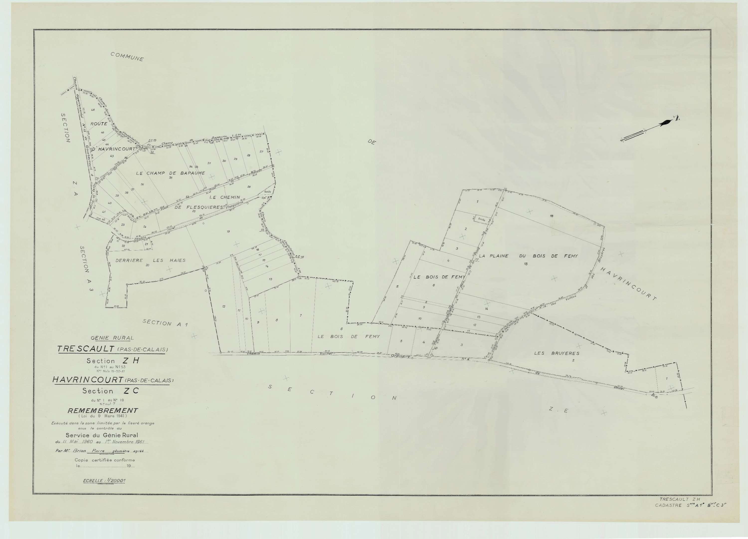 Trescault - Plan de remembrement : section ZH.