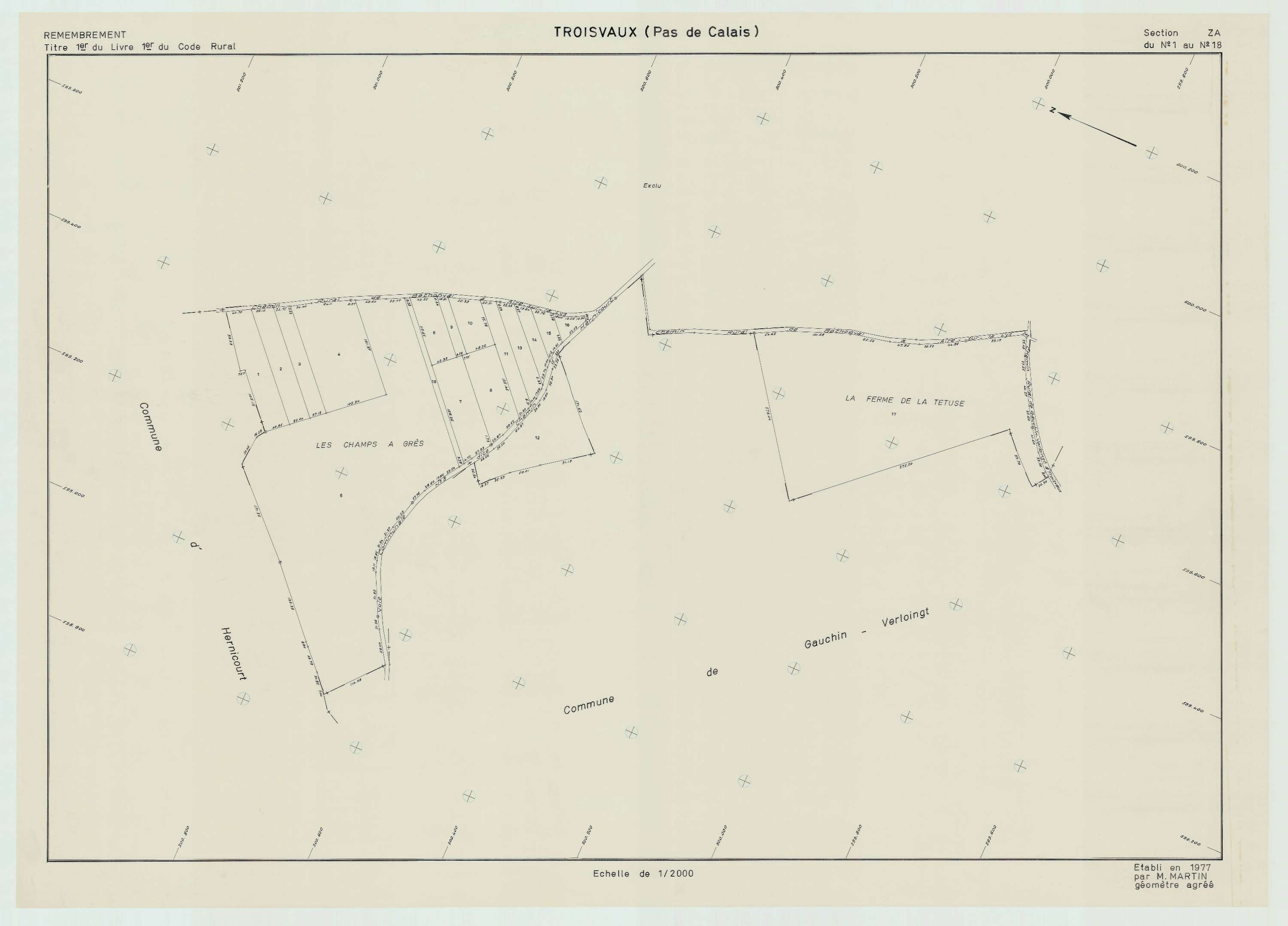 Troisvaux - Plan de remembrement : section ZA.