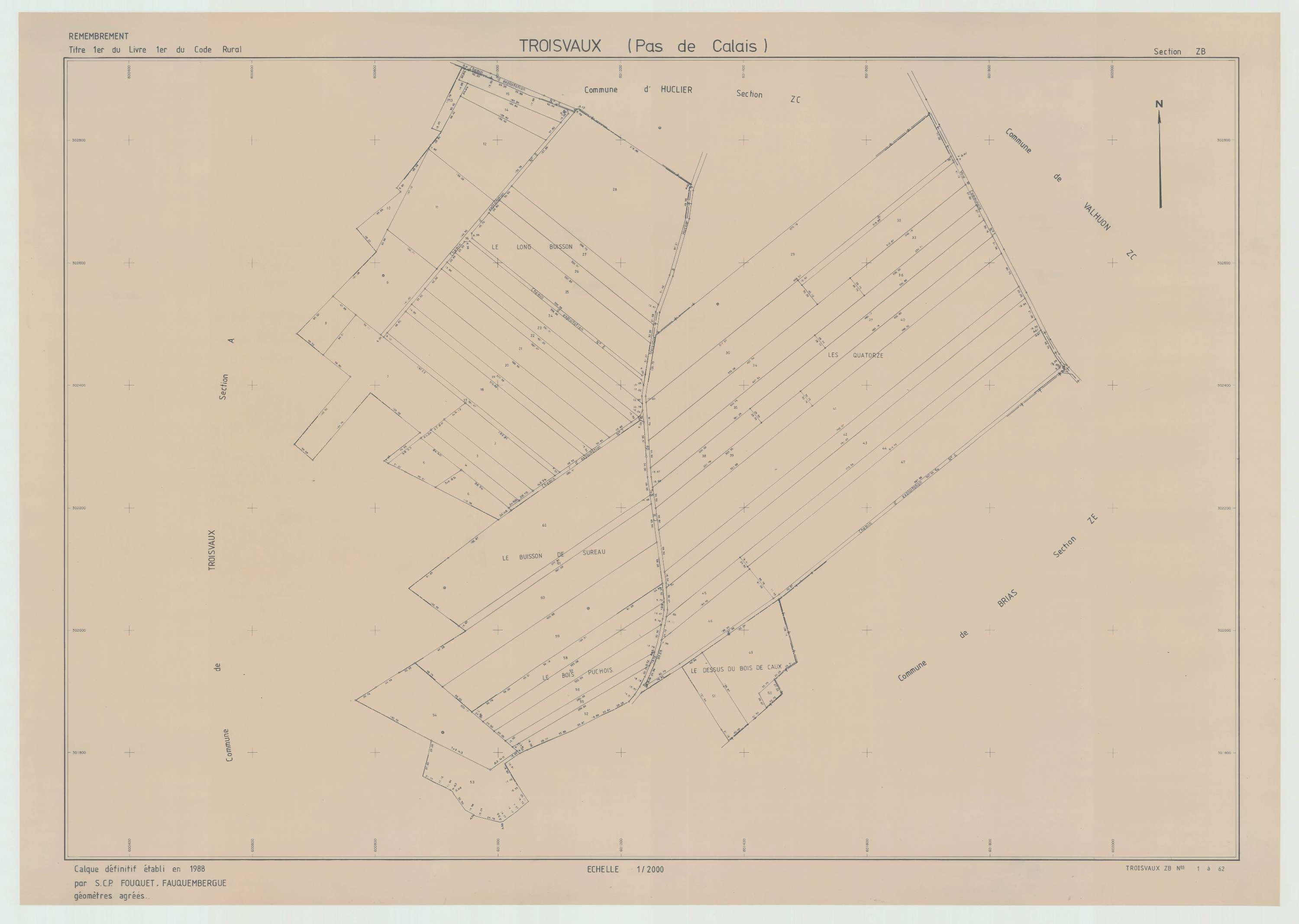 Troisvaux - Plan de remembrement : section ZB.