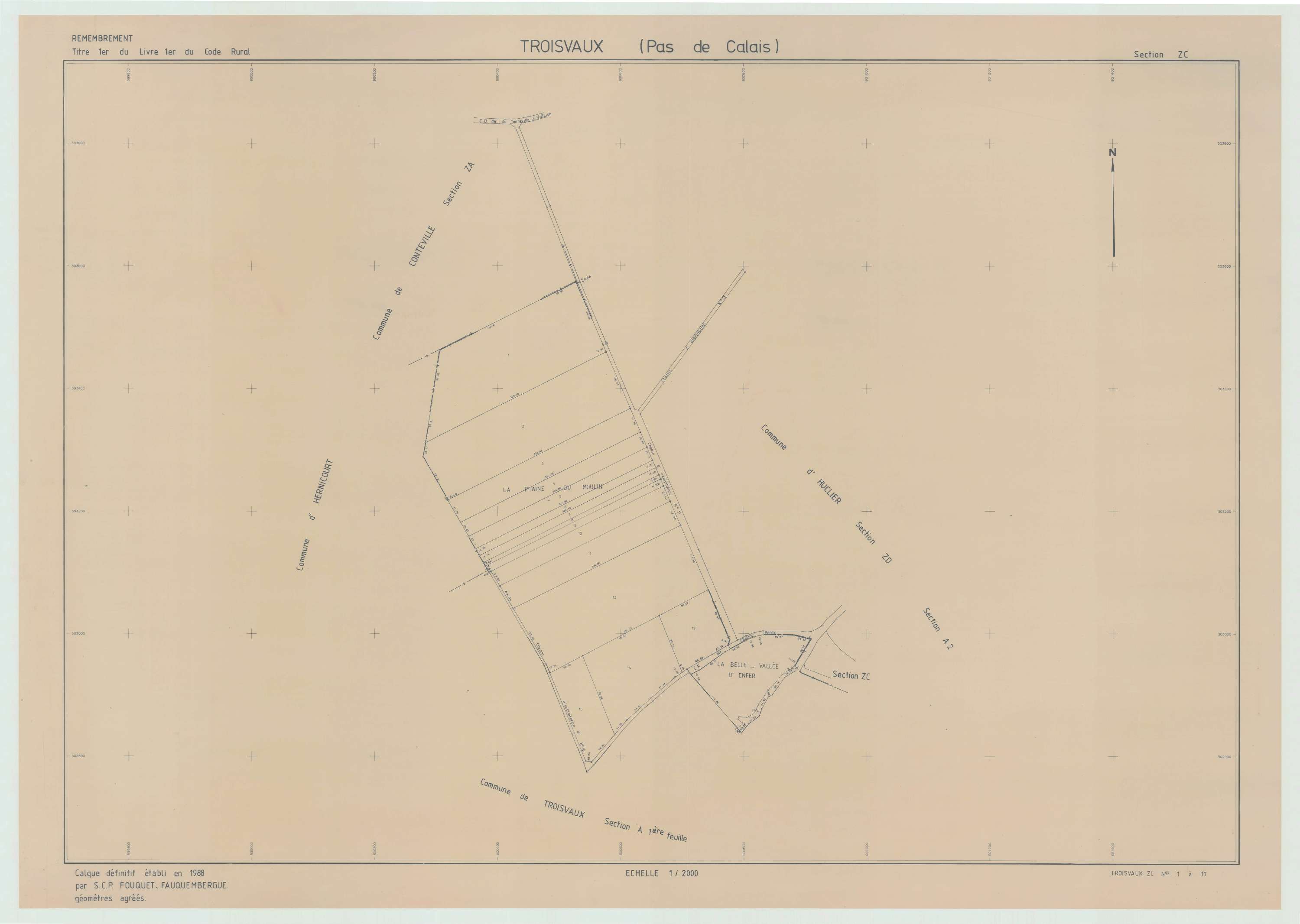 Troisvaux - Plan de remembrement : section ZC.
