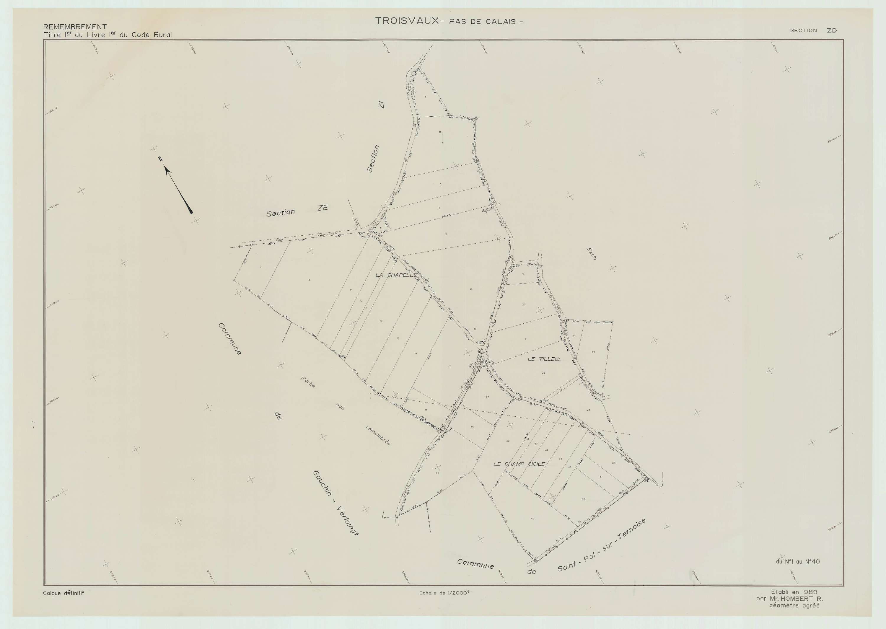 Troisvaux - Plan de remembrement : section ZD.