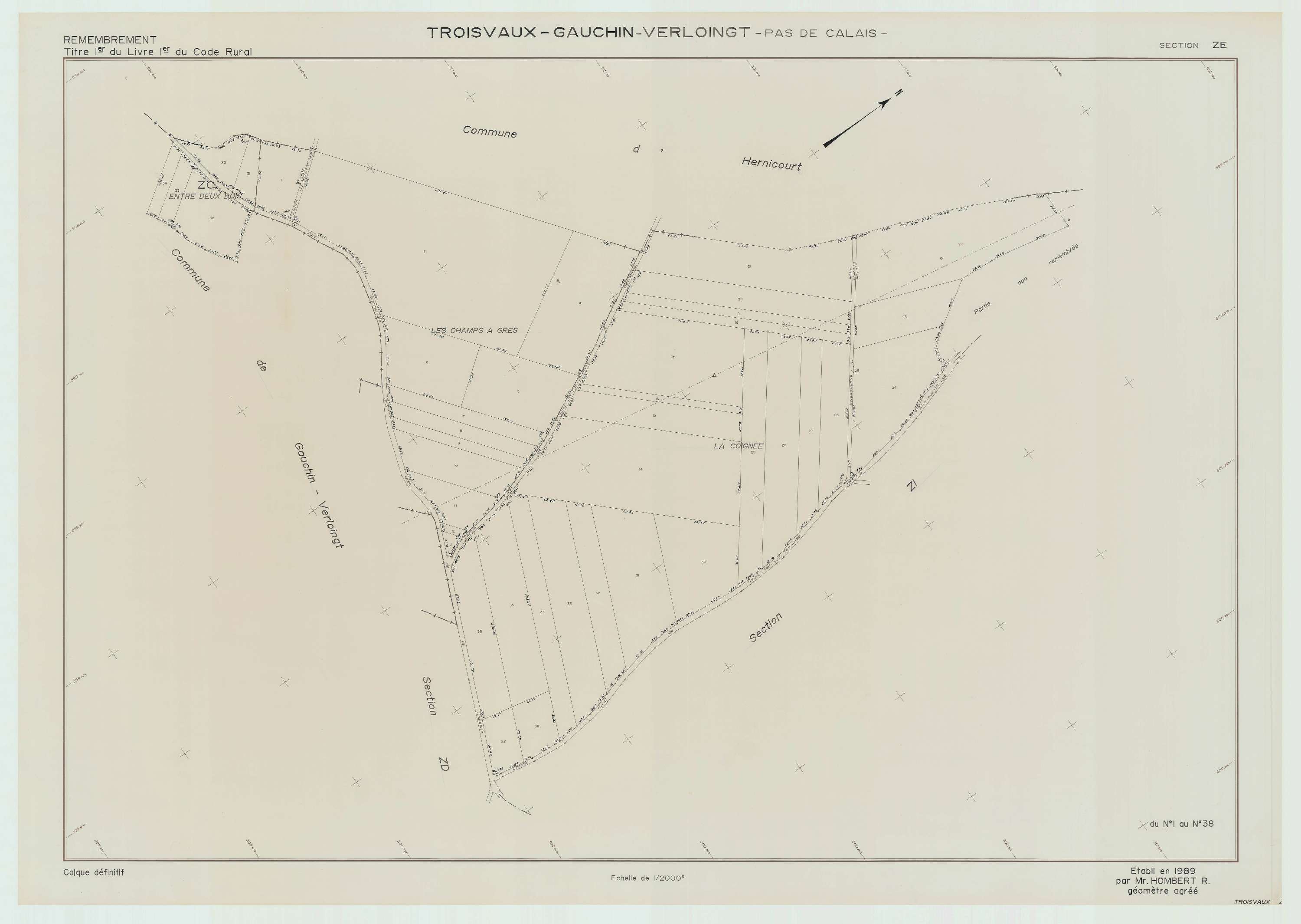 Troisvaux - Plan de remembrement : section ZE.