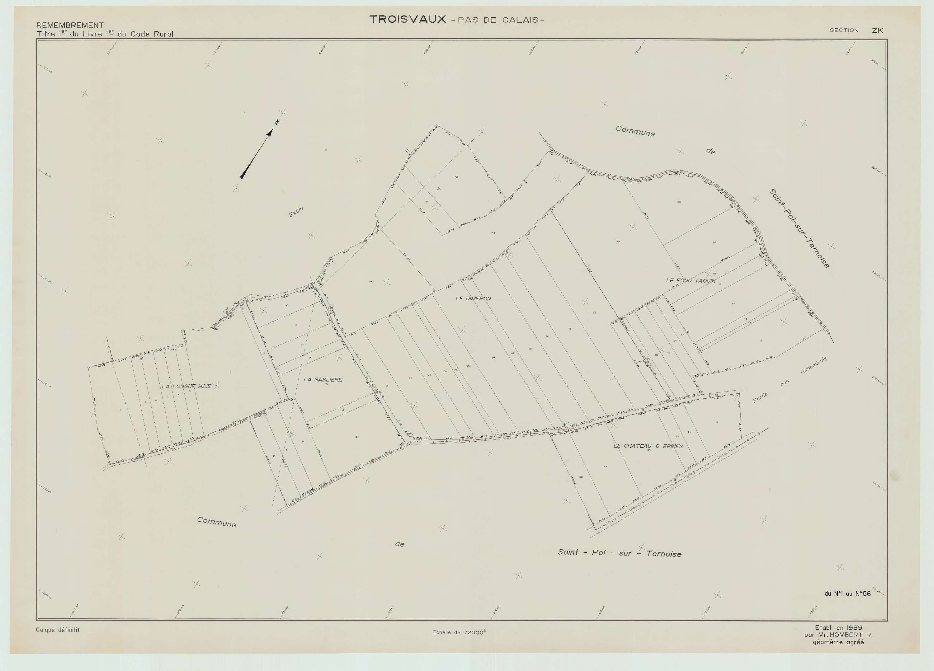 Troisvaux - Plan de remembrement : section ZK.