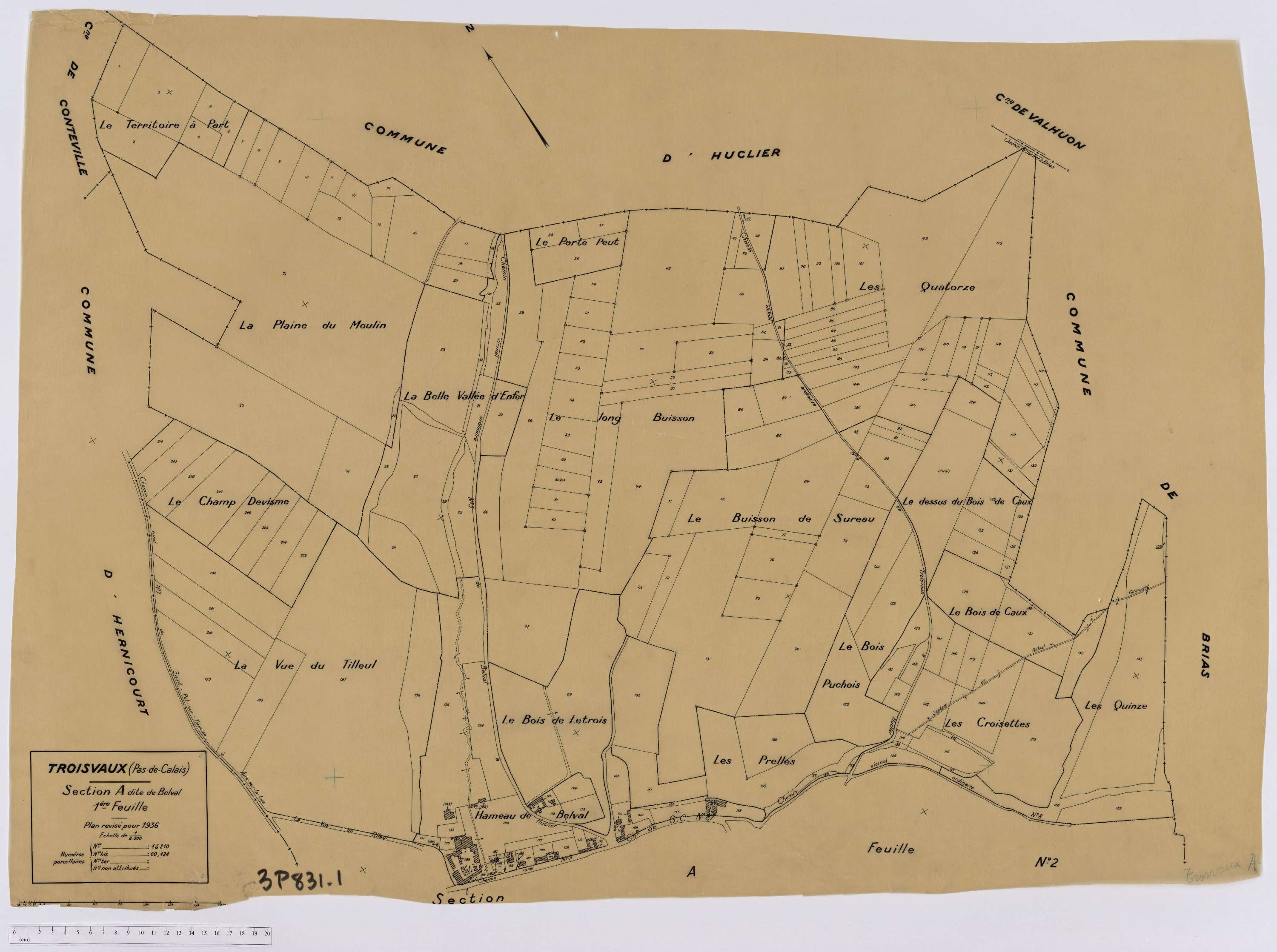 Troisvaux - Section A, feuille 1.