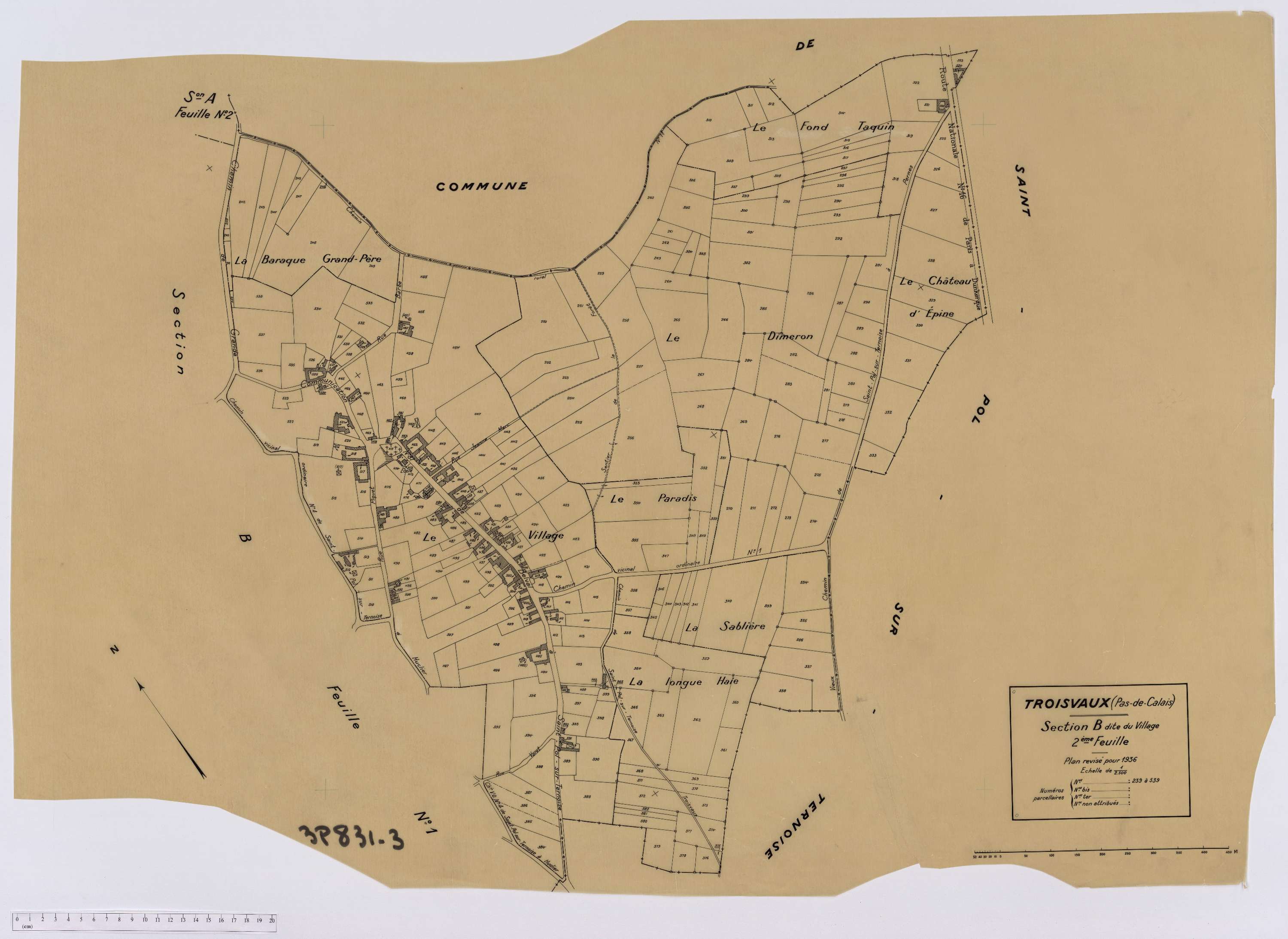 Troisvaux - Section B, feuille 2.