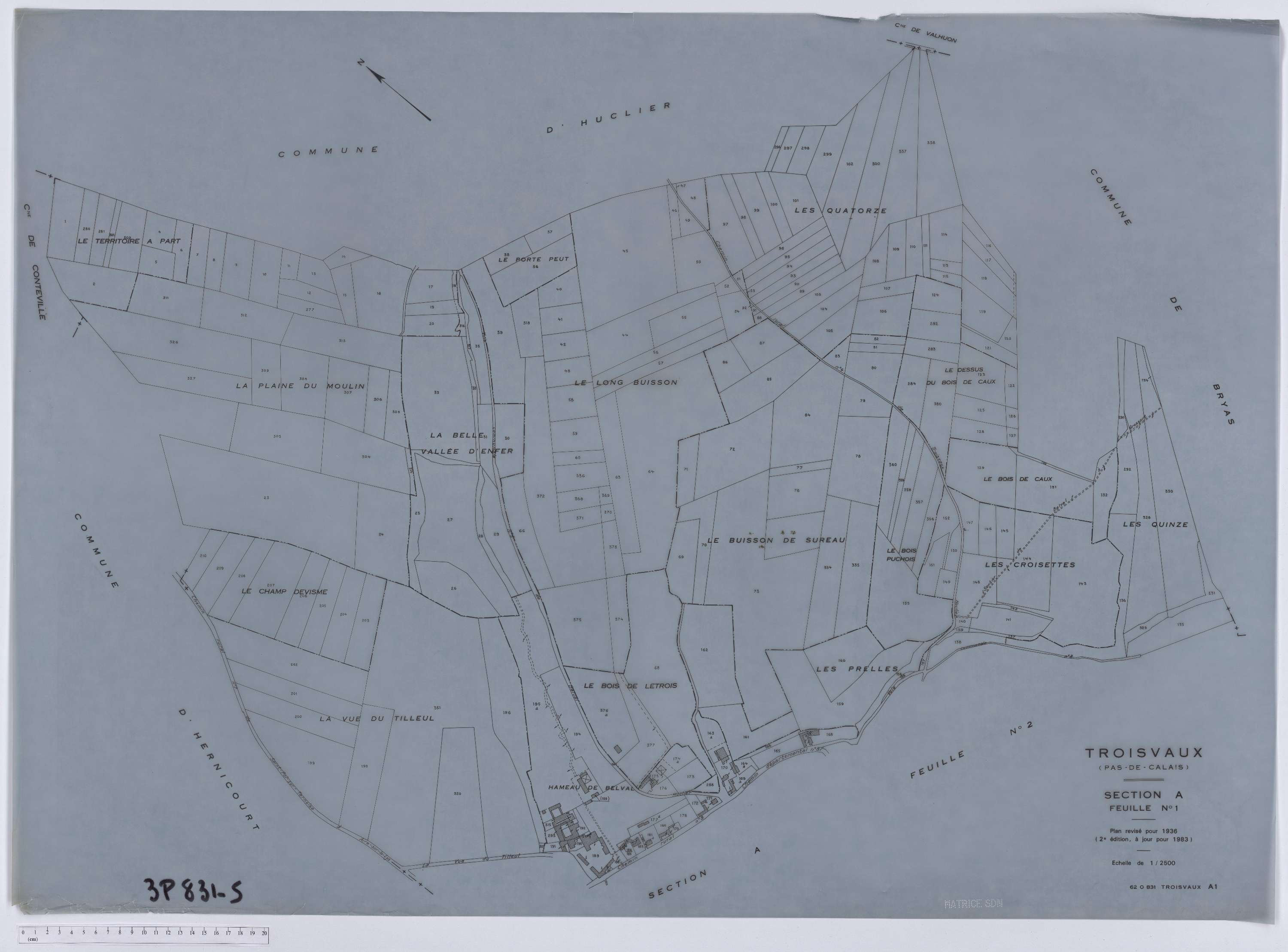 Troisvaux - Section A, feuille 1.