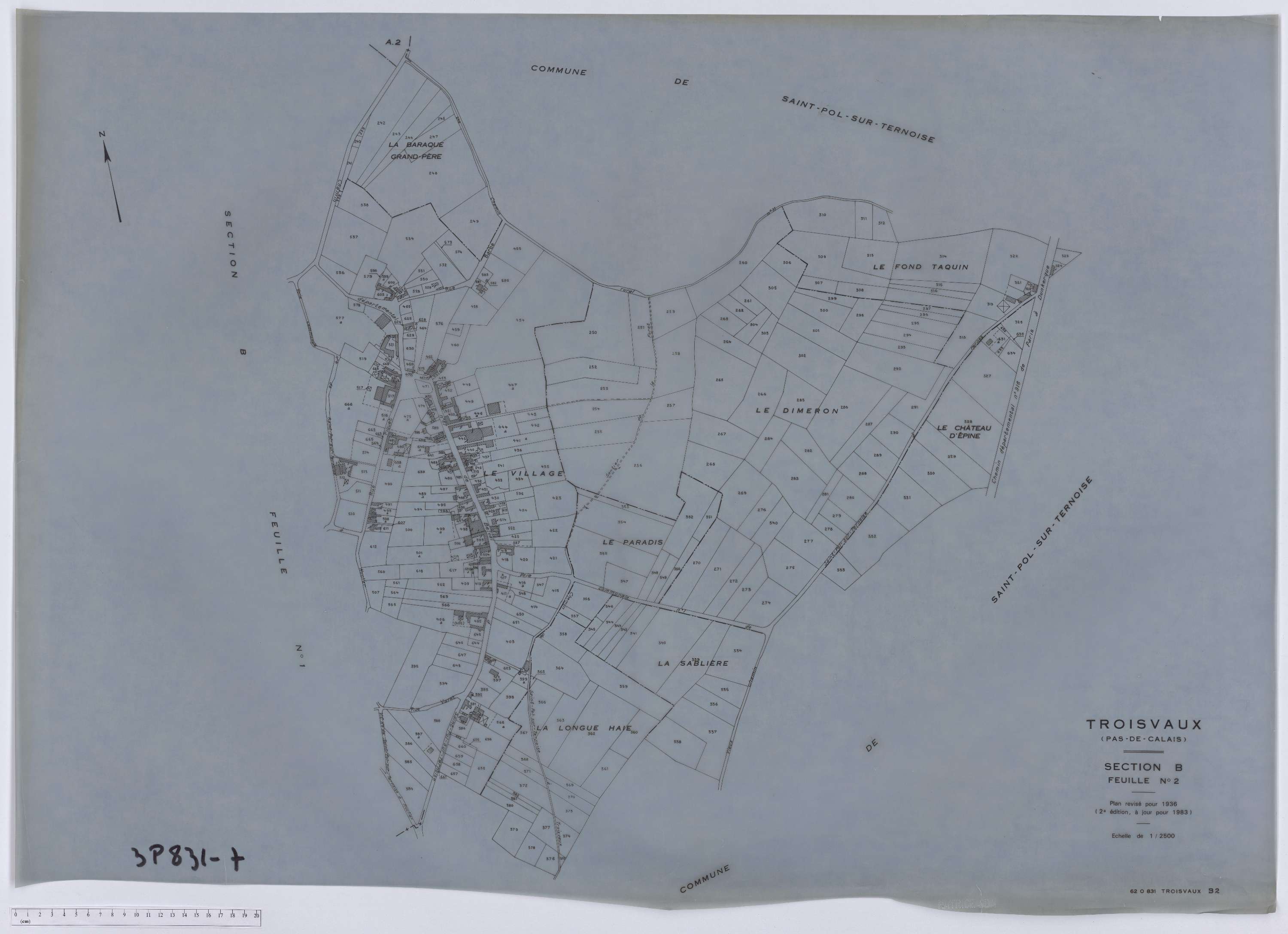 Troisvaux - Section B, feuille 2.
