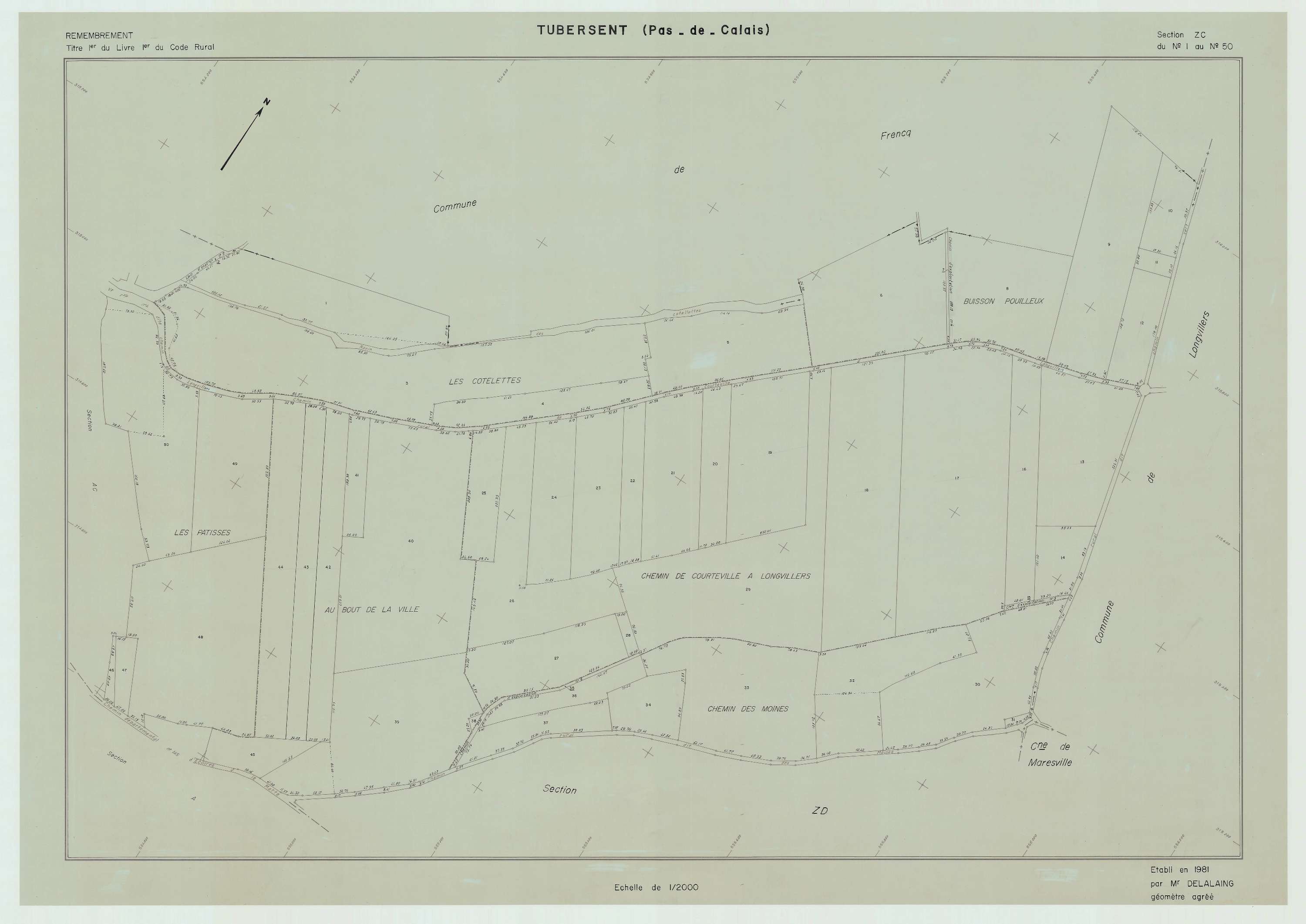 Tubersent - Plan de remembrement : section ZC.