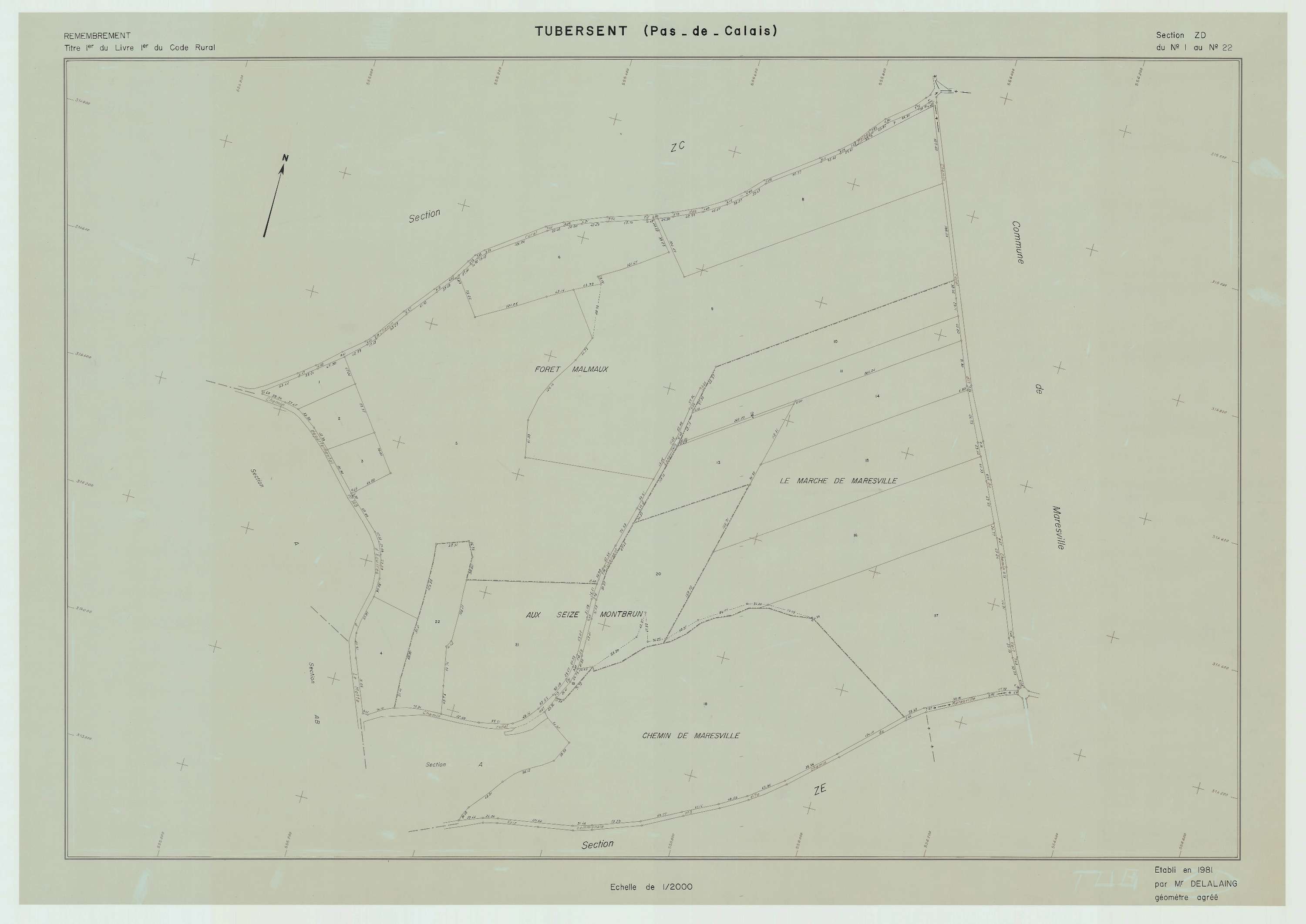 Tubersent - Plan de remembrement : section ZD.