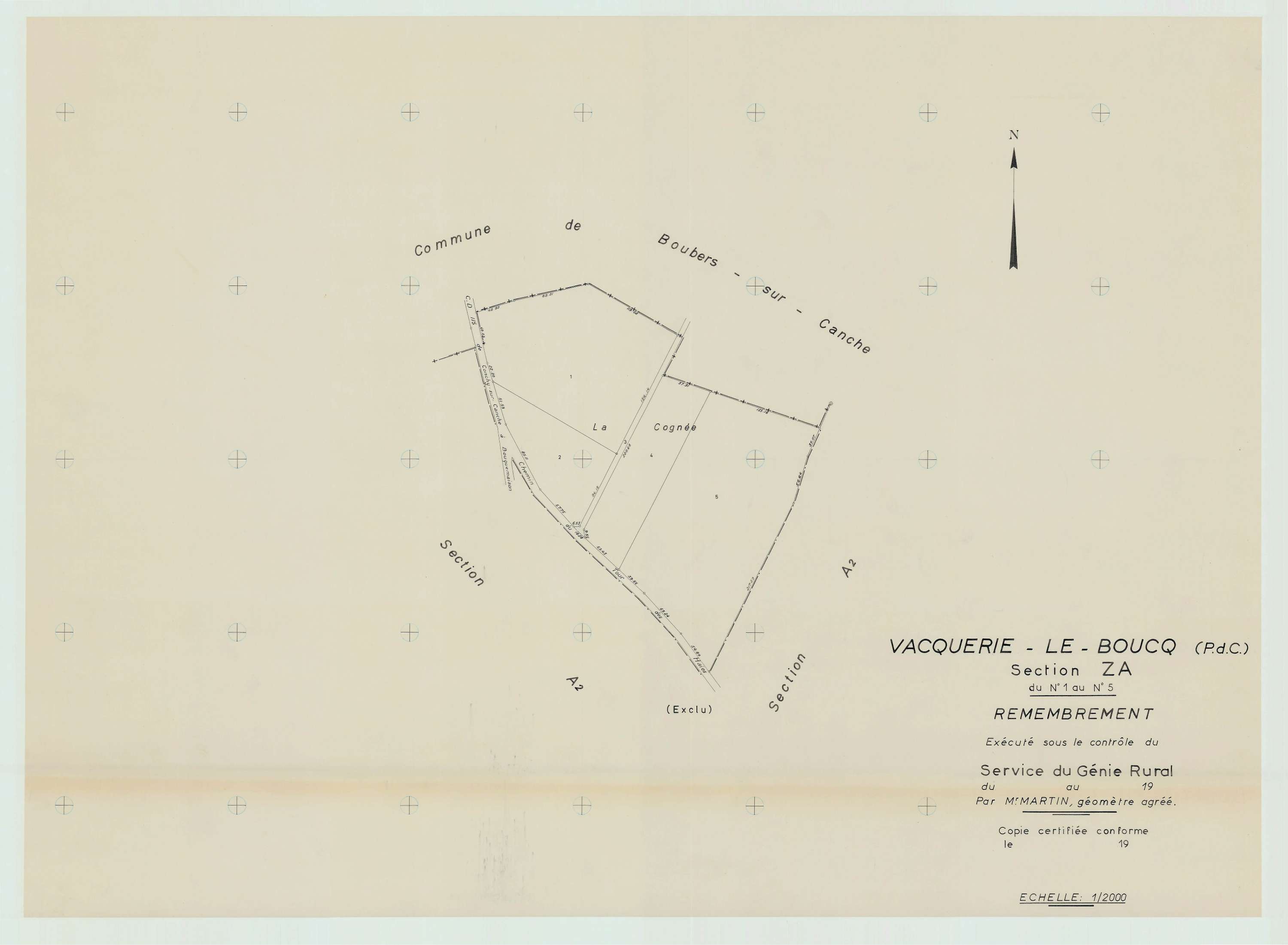 Vacquerie-le-Boucq - Plan de remembrement : section ZA.