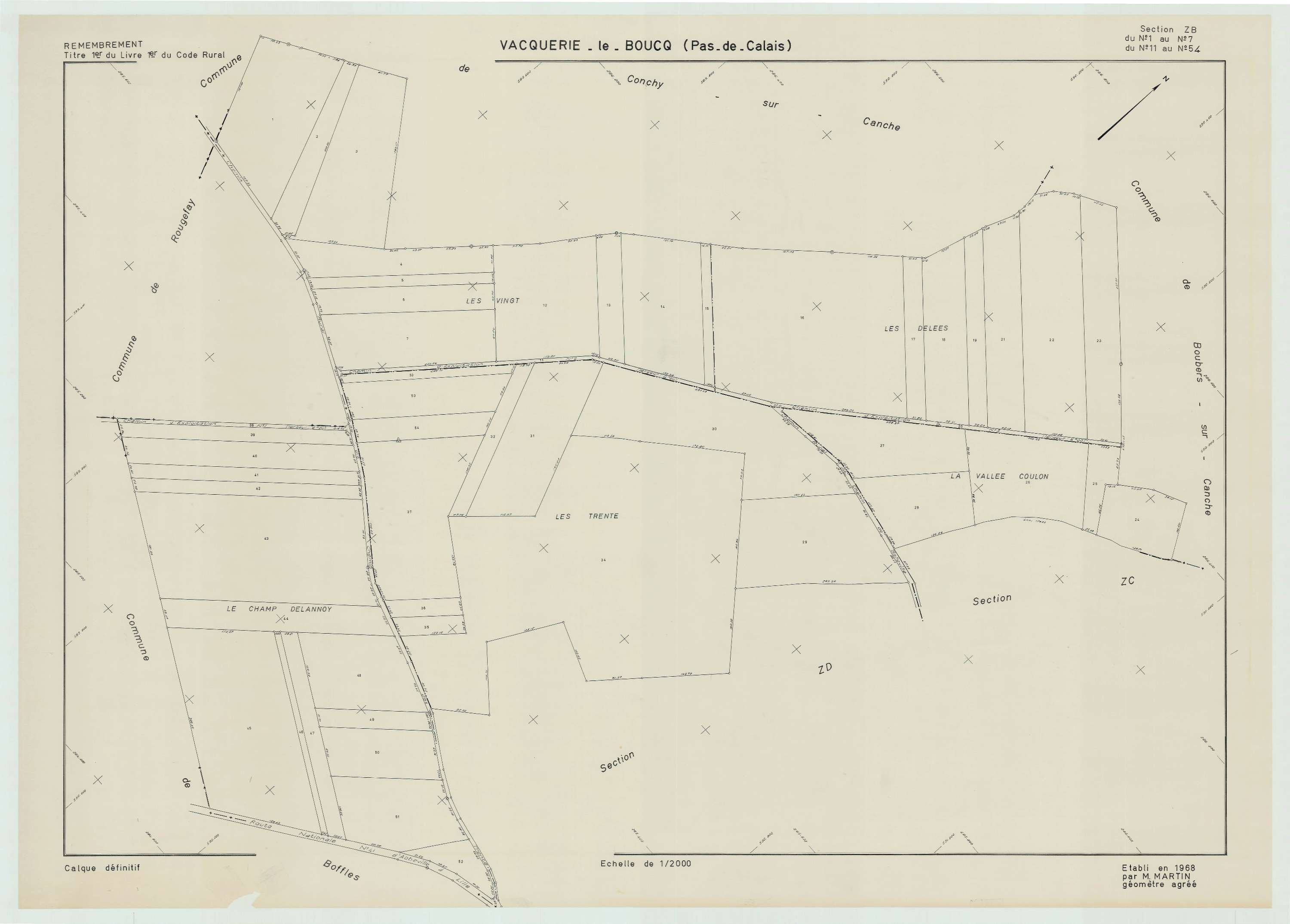 Vacquerie-le-Boucq - Plan de remembrement : section ZB.
