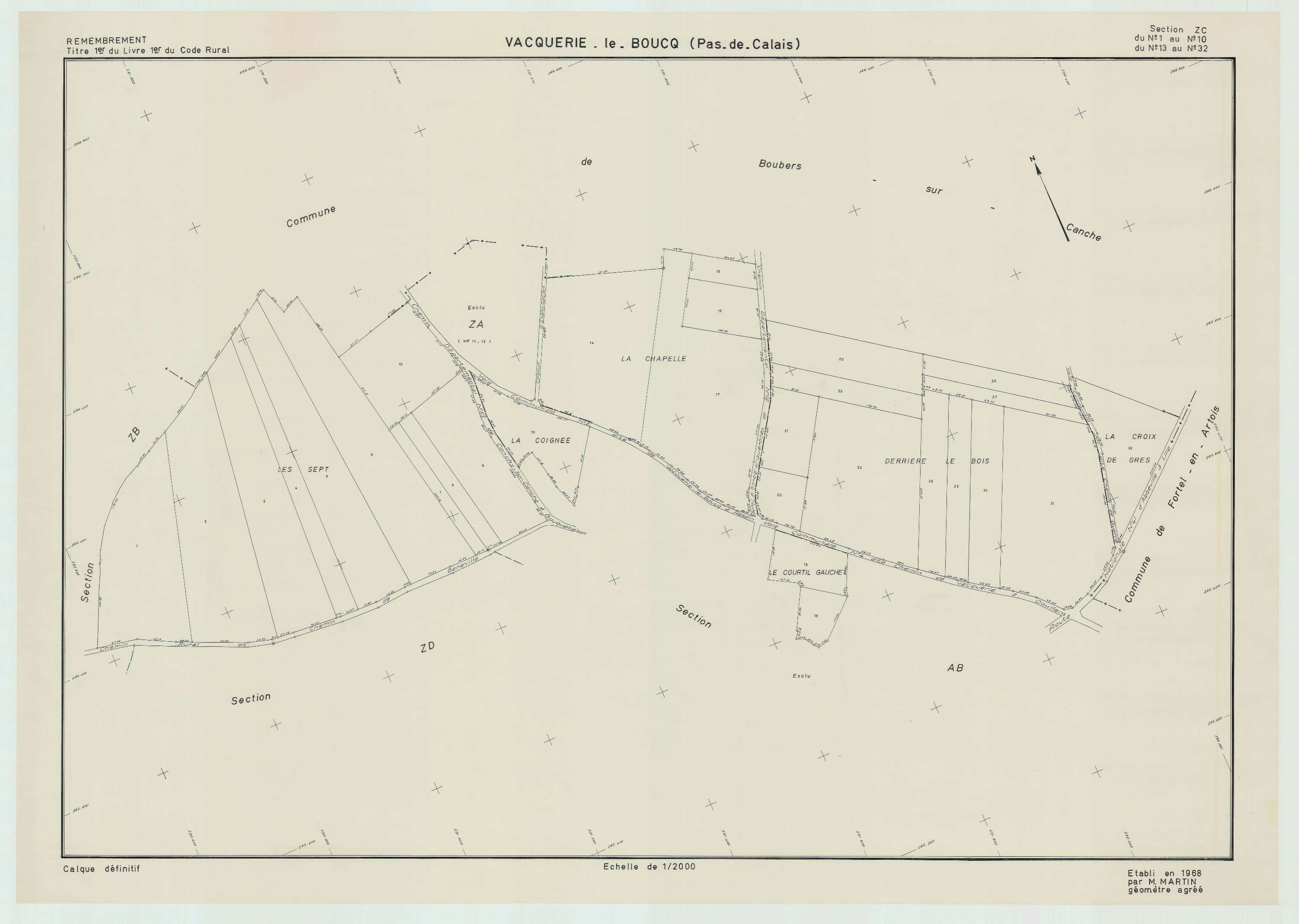 Vacquerie-le-Boucq - Plan de remembrement : section ZC.