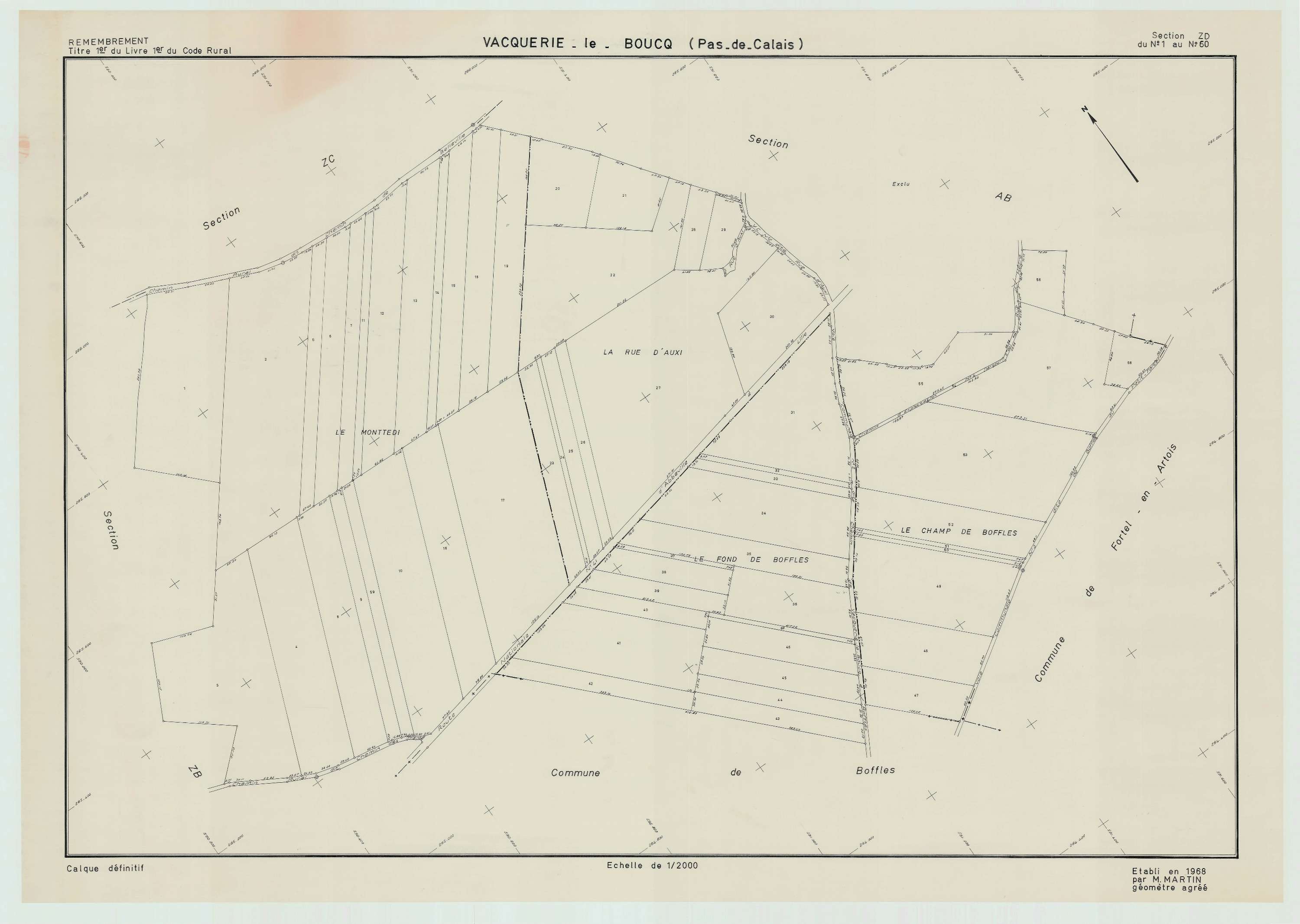 Vacquerie-le-Boucq - Plan de remembrement : section ZD.