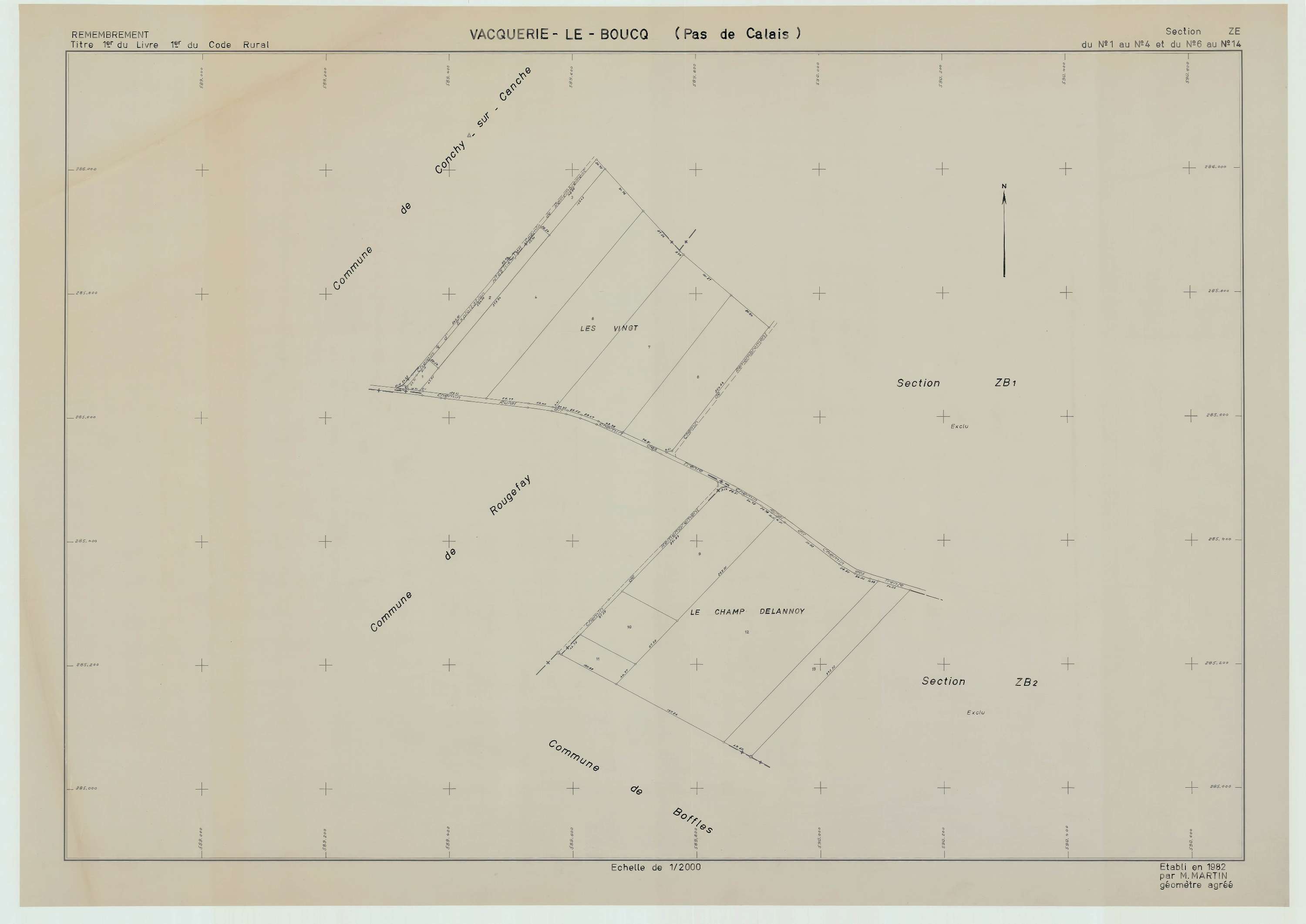 Vacquerie-le-Boucq - Plan de remembrement : section ZE.