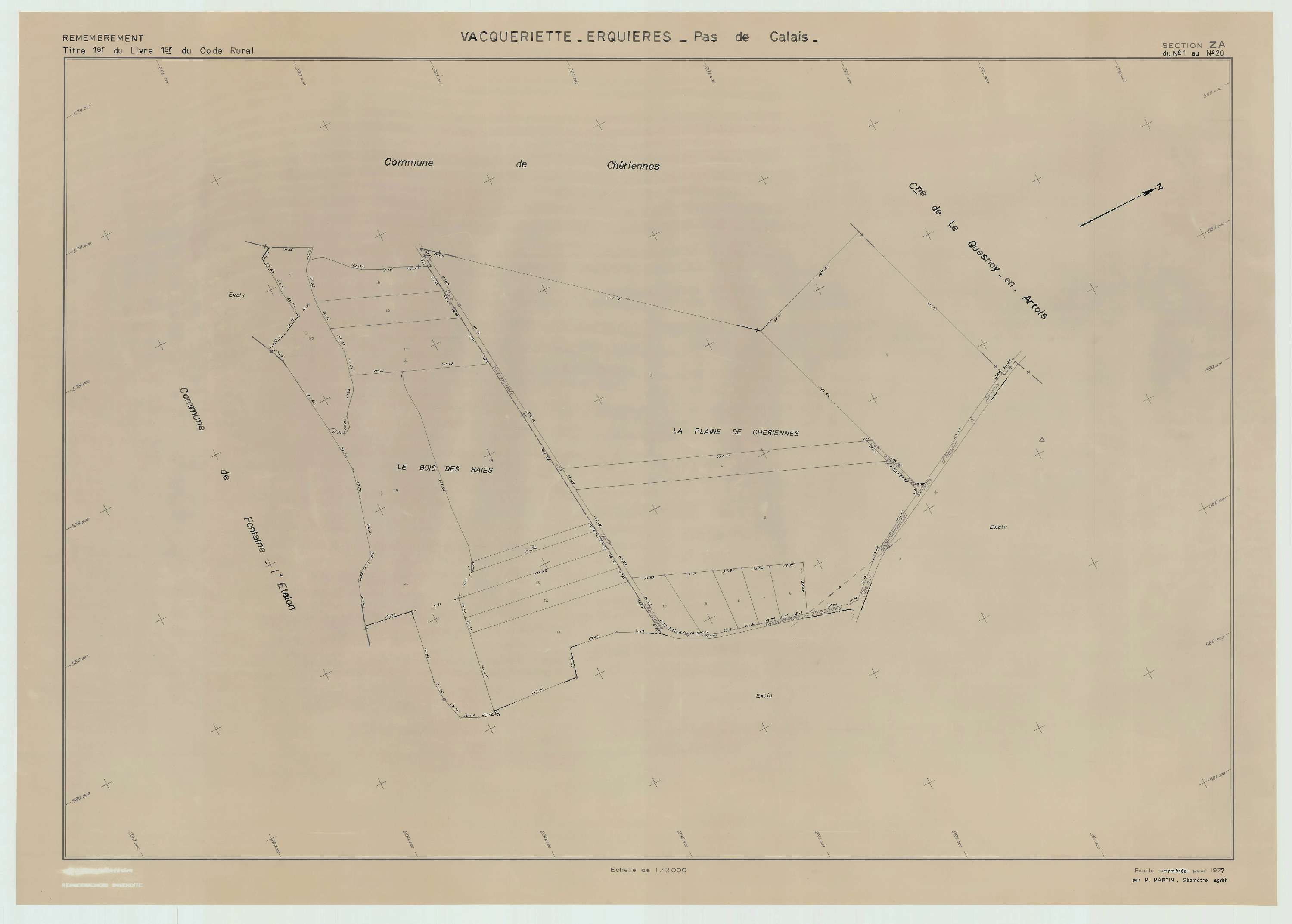 Vacqueriette-Erquières - Plan de remembrement : section ZA.