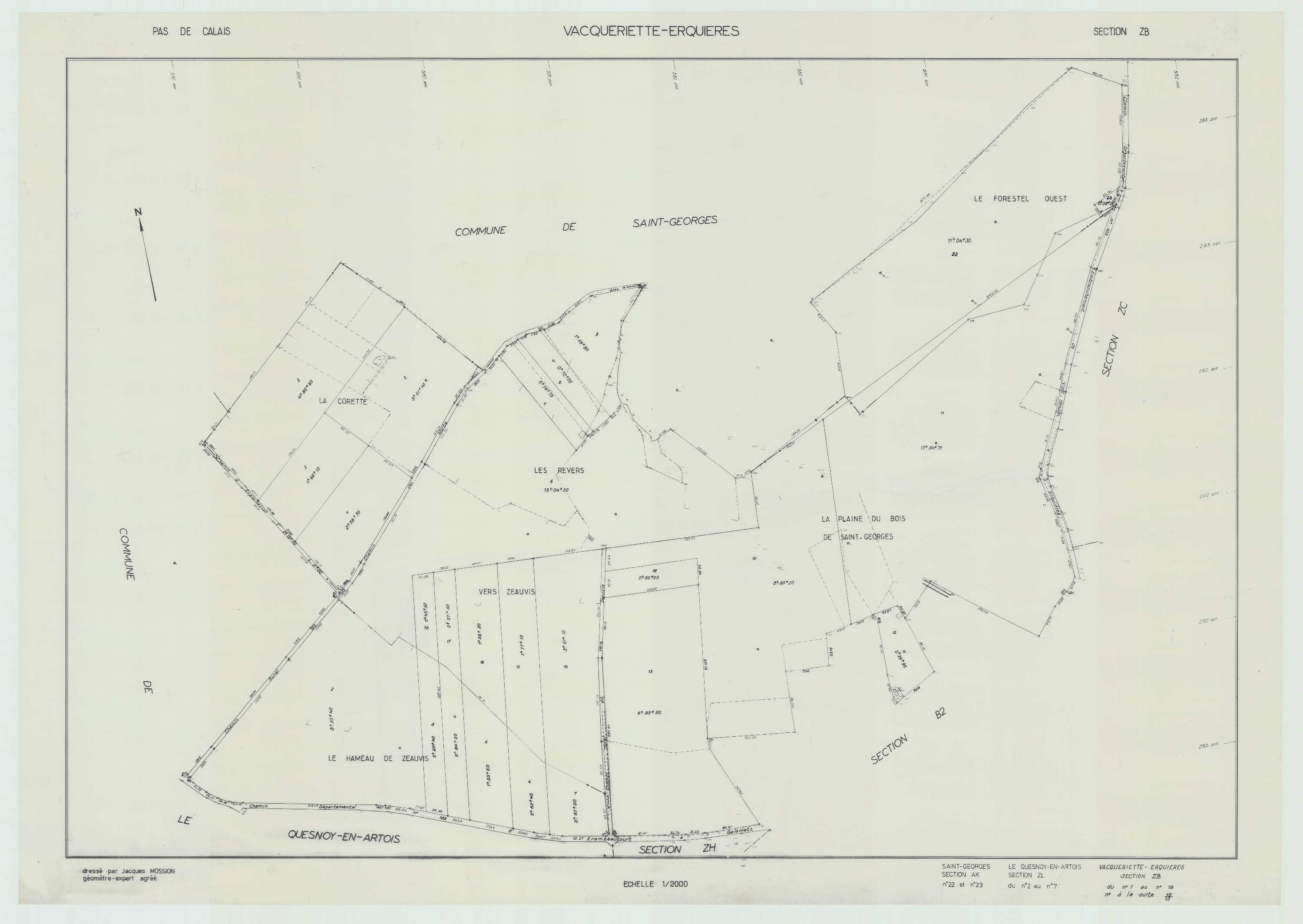 Vacqueriette-Erquières - Plan de remembrement : section ZB.