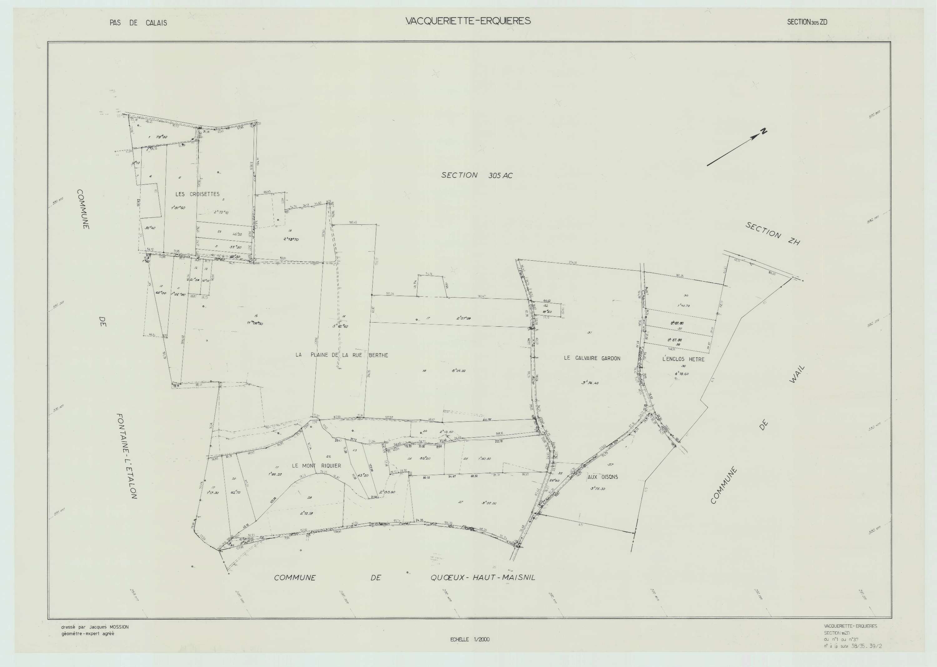 Vacqueriette-Erquières - Plan de remembrement : section ZD.