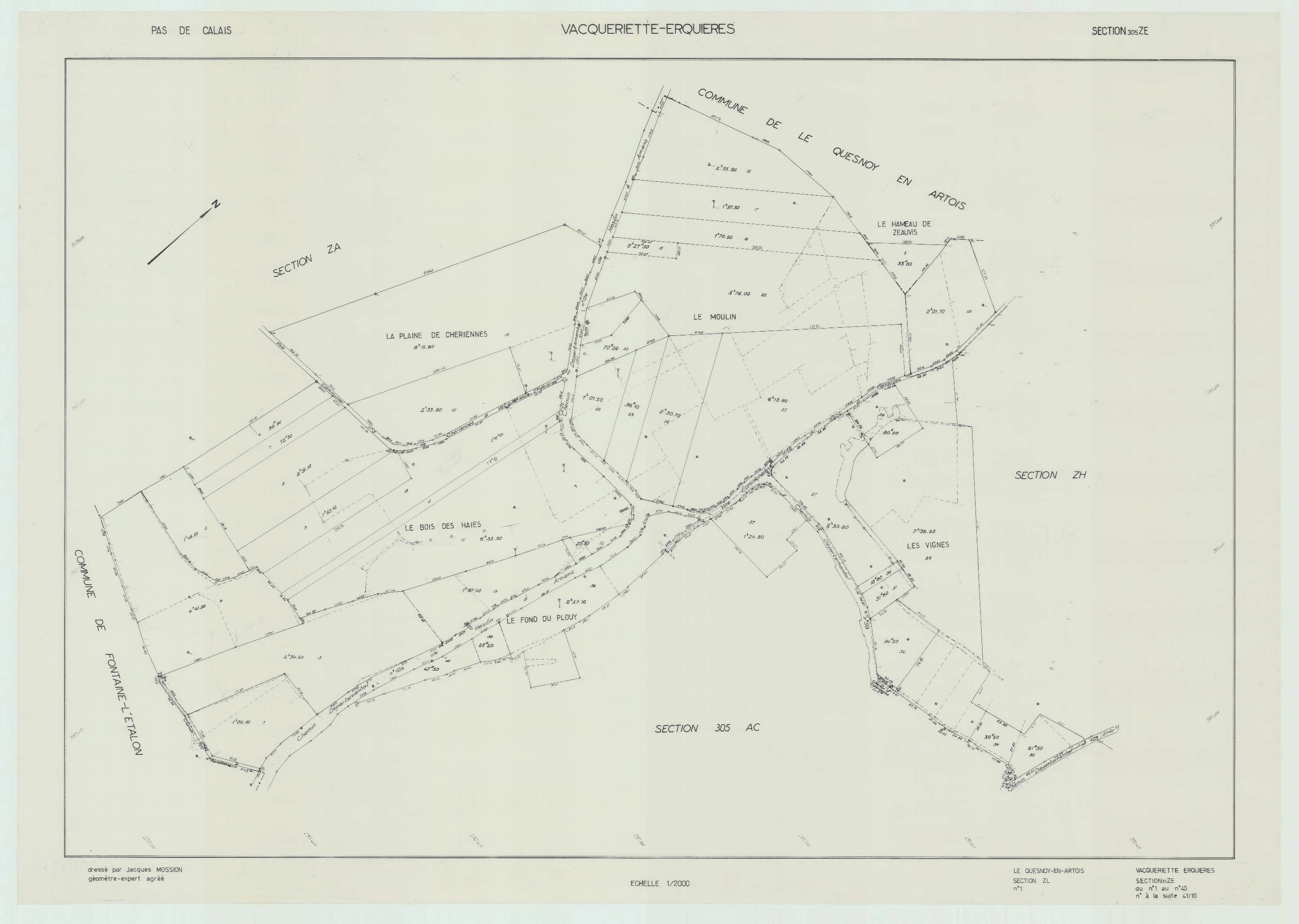Vacqueriette-Erquières - Plan de remembrement : section ZE.