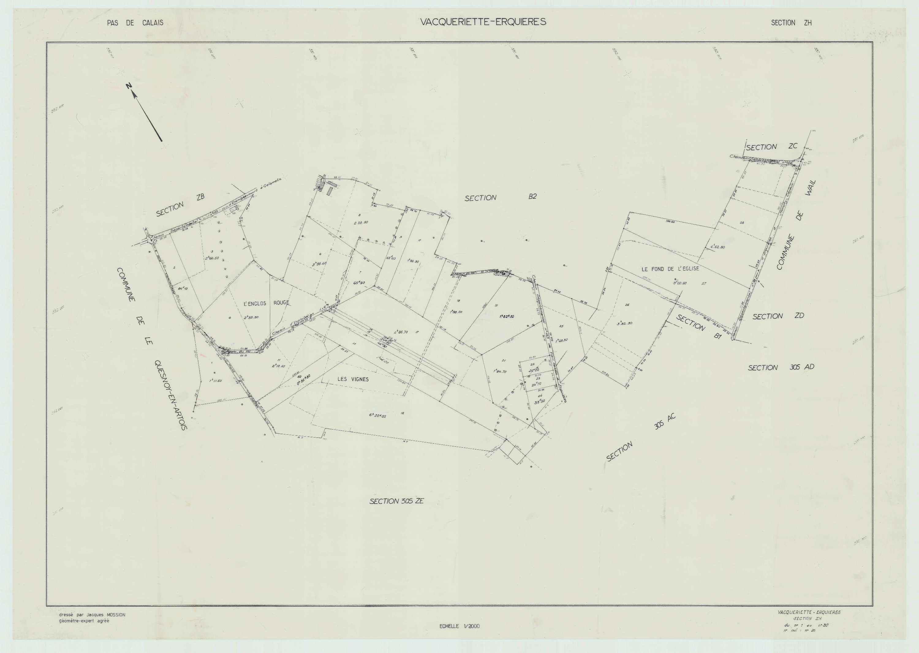 Vacqueriette-Erquières - Plan de remembrement : section ZH.