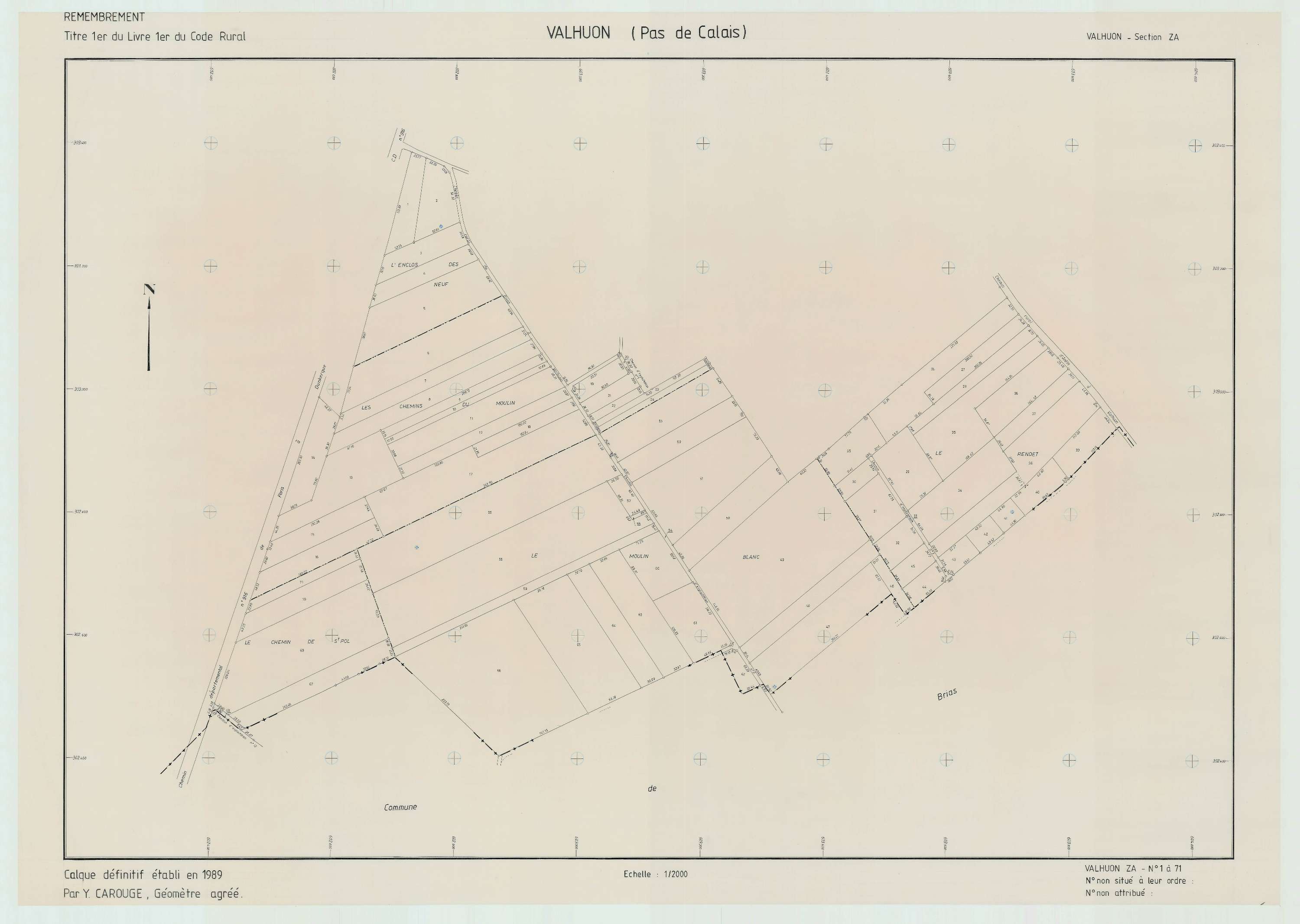 Valhuon - Plan de remembrement : section ZA.