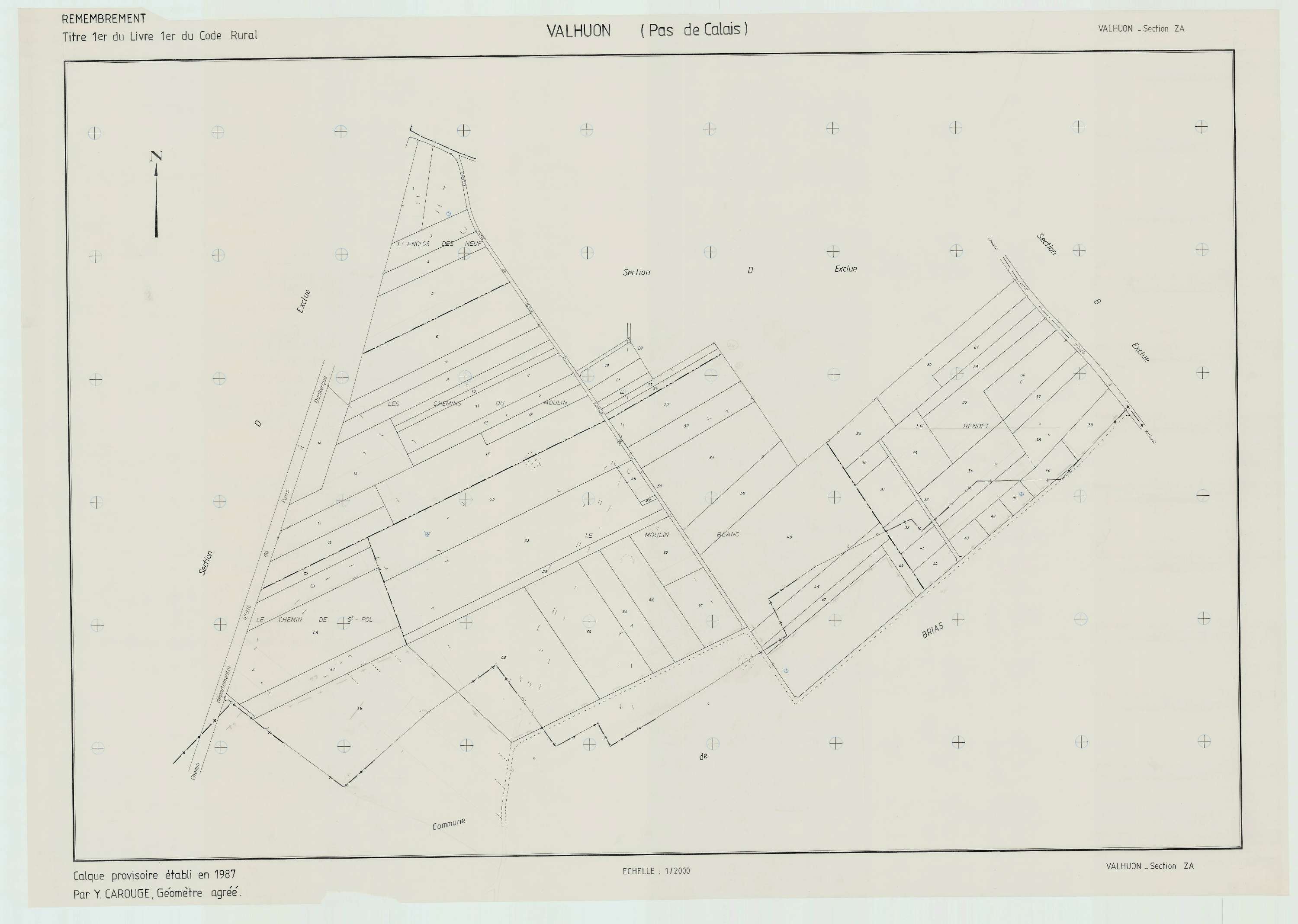 Valhuon - Plan de remembrement : section ZA.