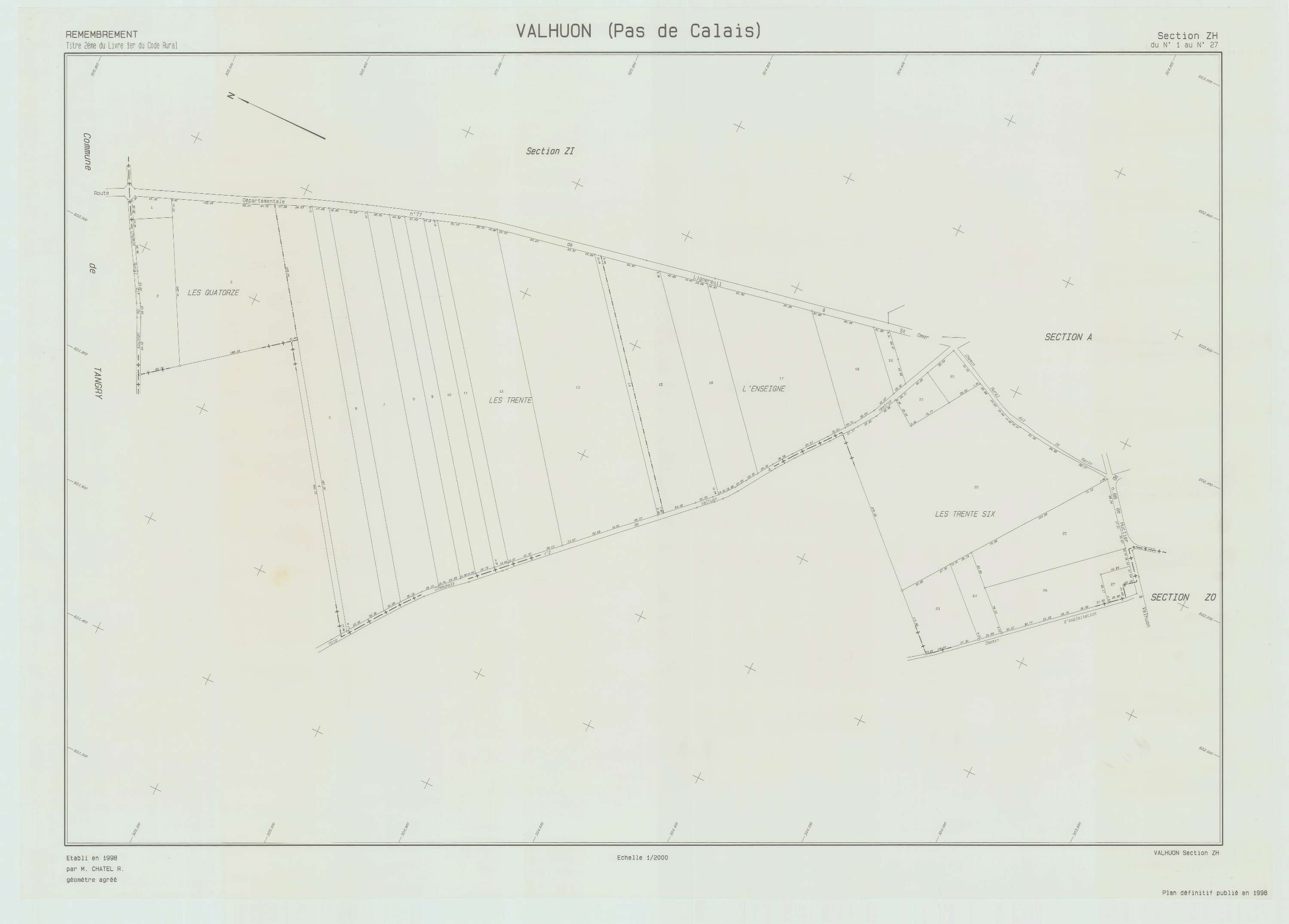 Valhuon - Plan de remembrement : section ZH.
