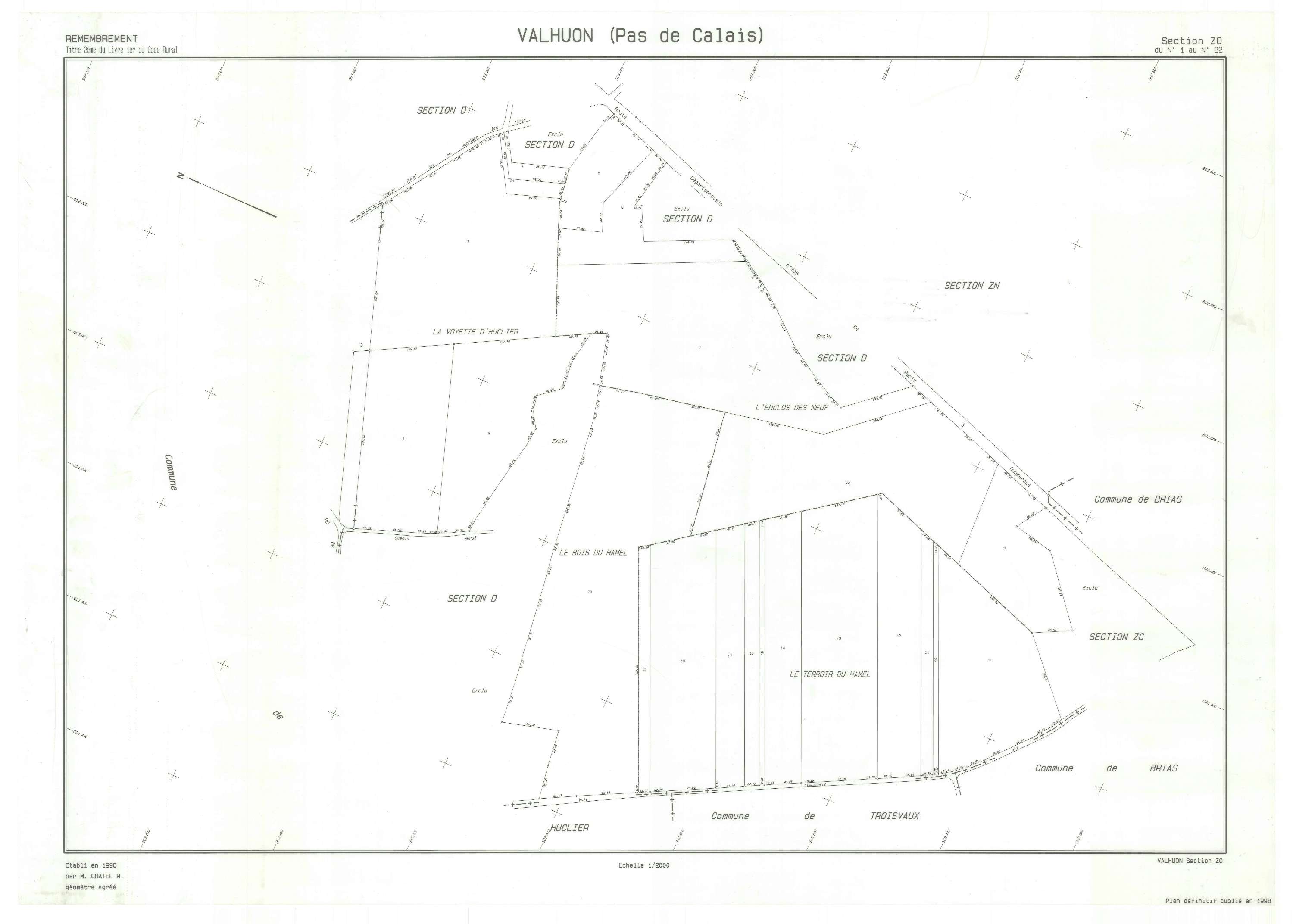 Valhuon - Plan de remembrement : section ZP.