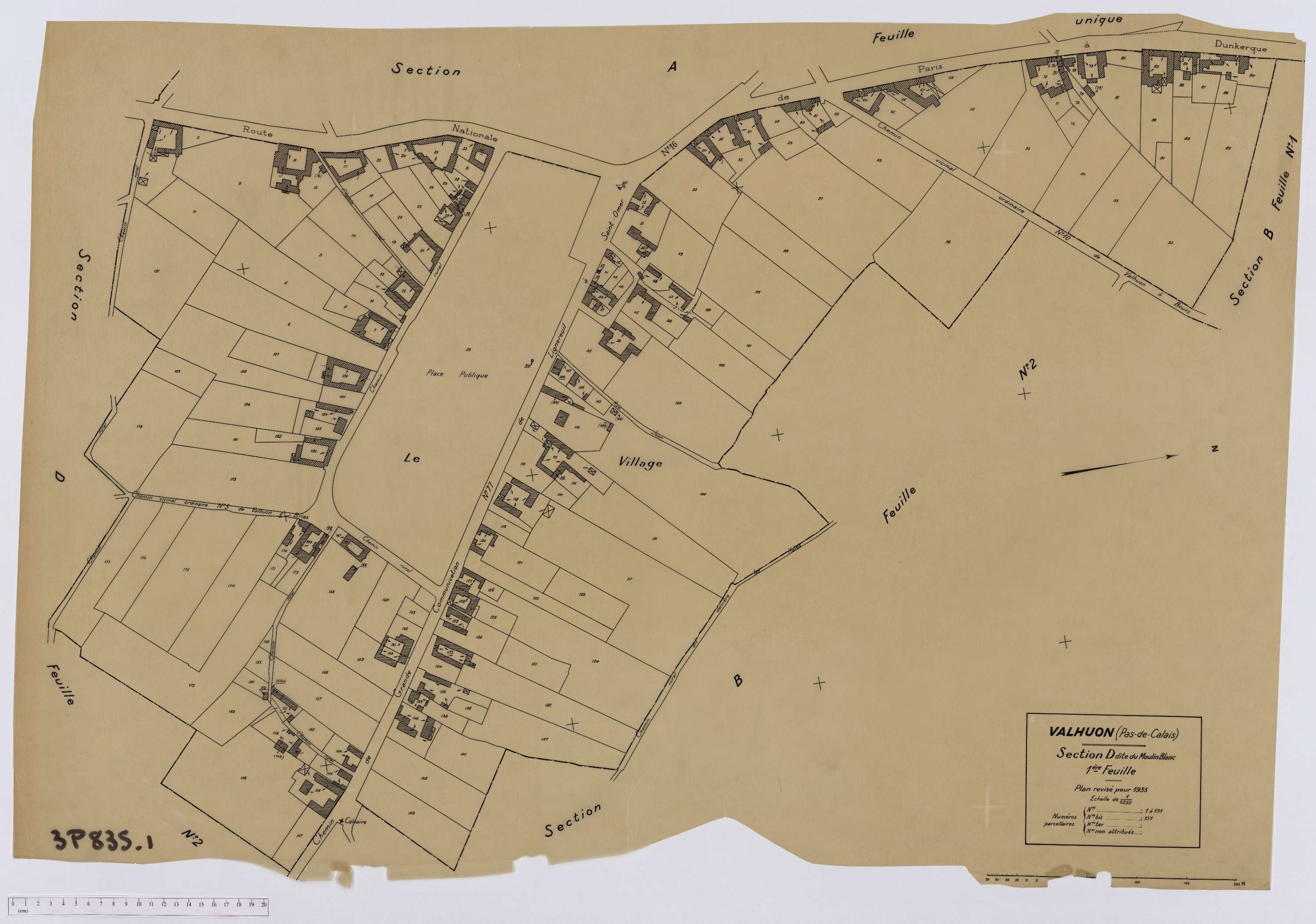 Valhuon - Section D, feuille 1.