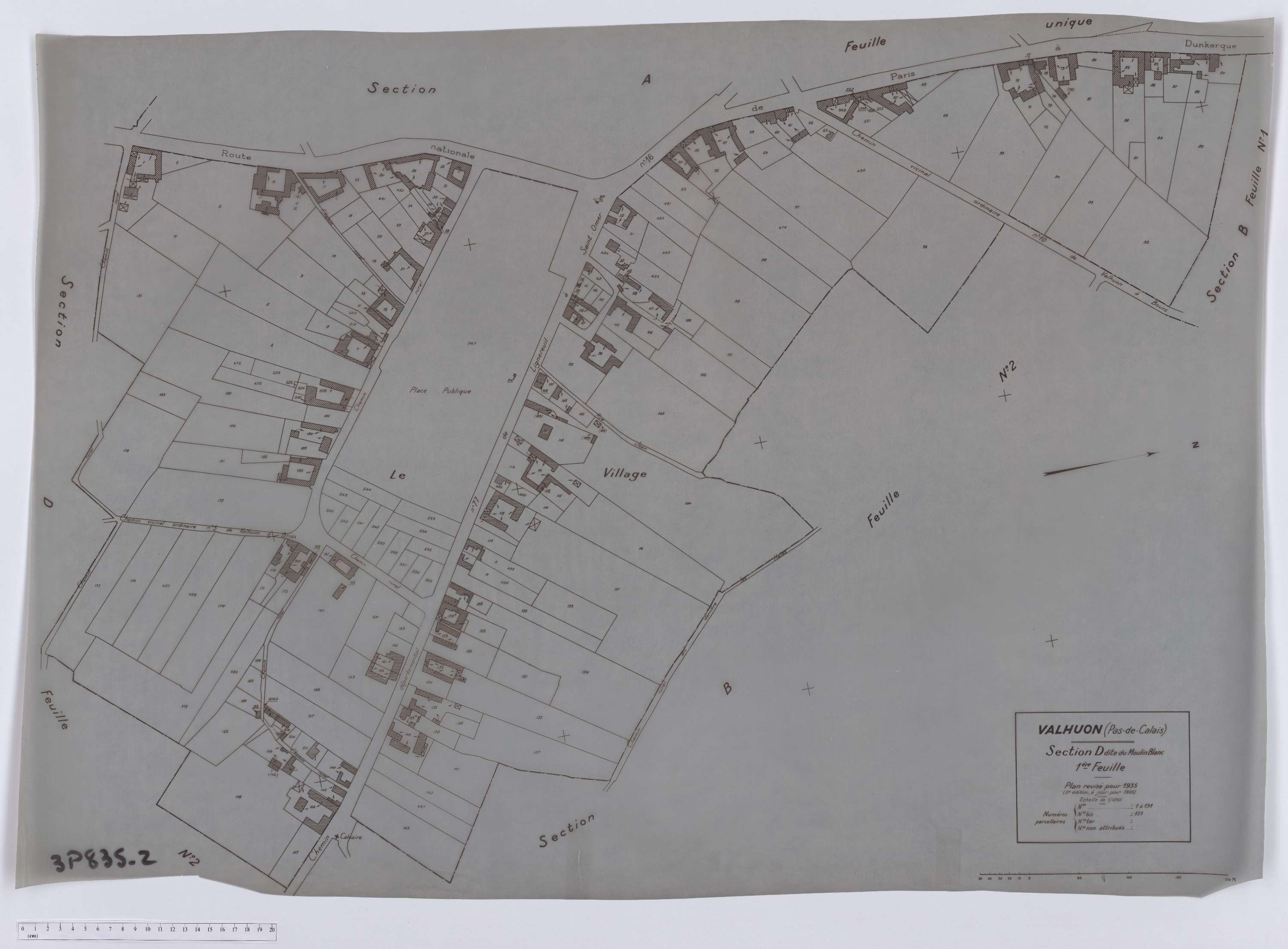 Valhuon - Section D, feuille 1.