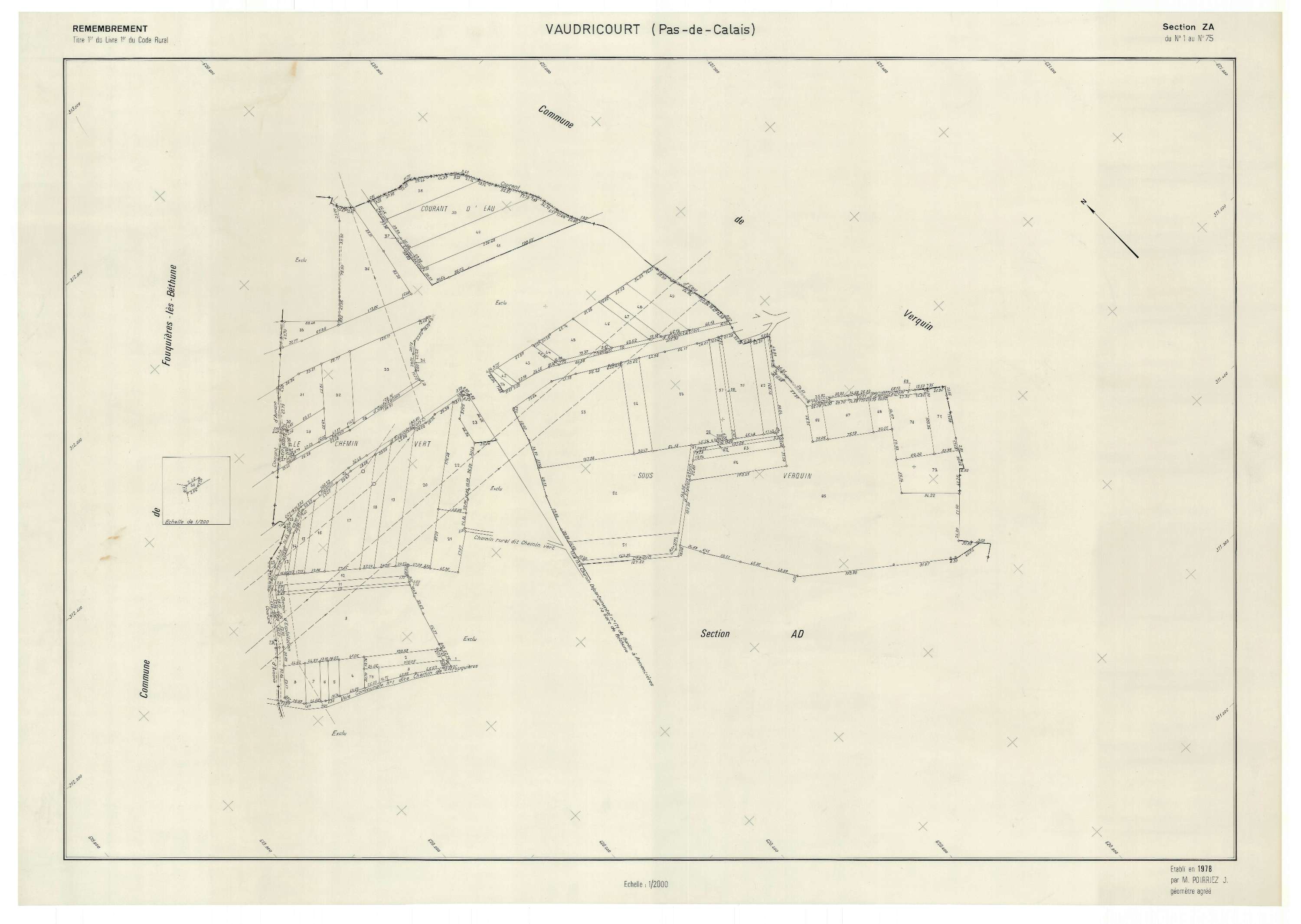 Vaudricourt - Plan de remembrement : section ZA.