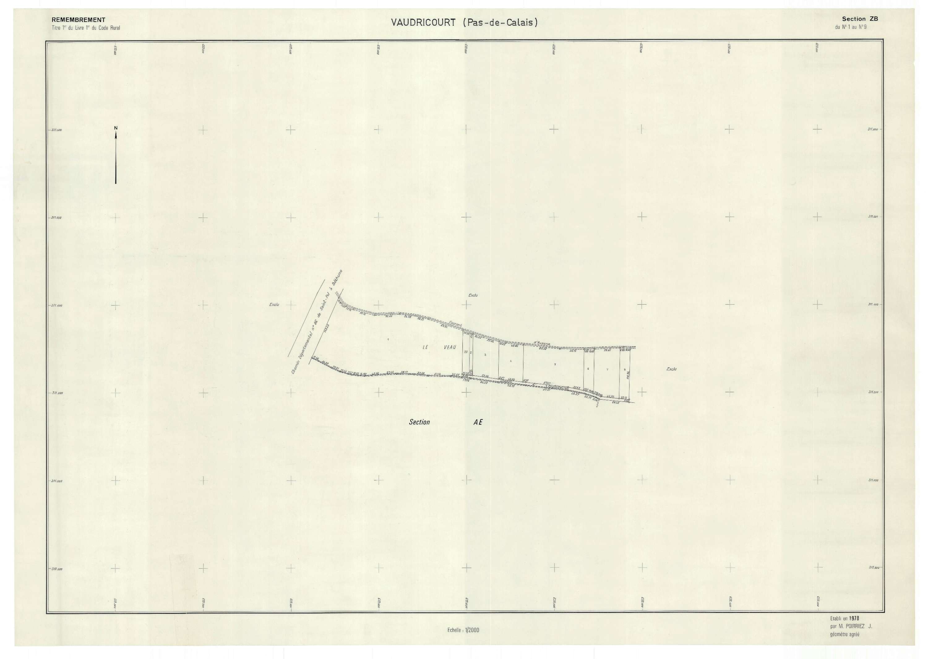 Vaudricourt - Plan de remembrement : section ZB.