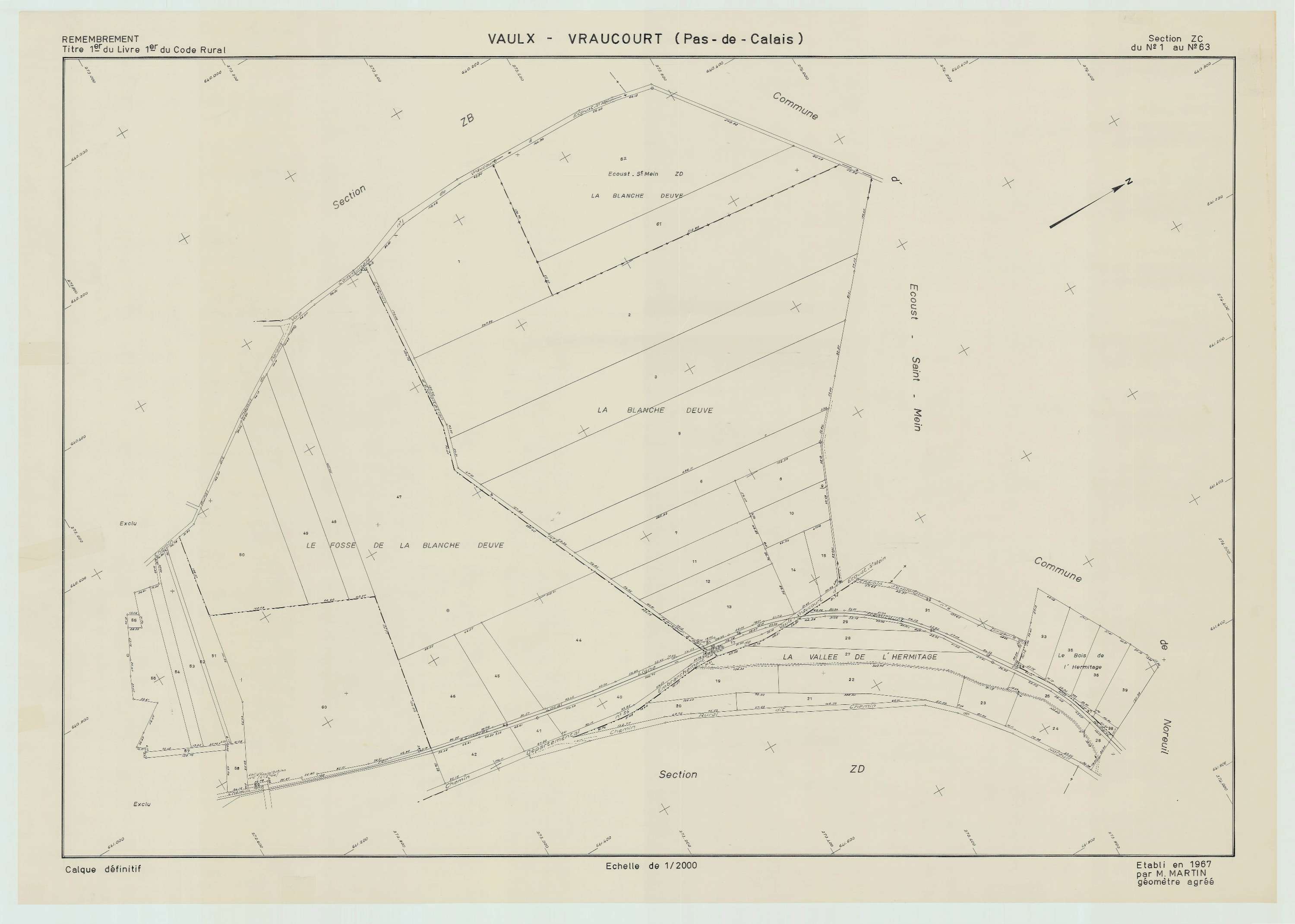 Vaulx-Vraucourt - Plan de remembrement : section ZC.