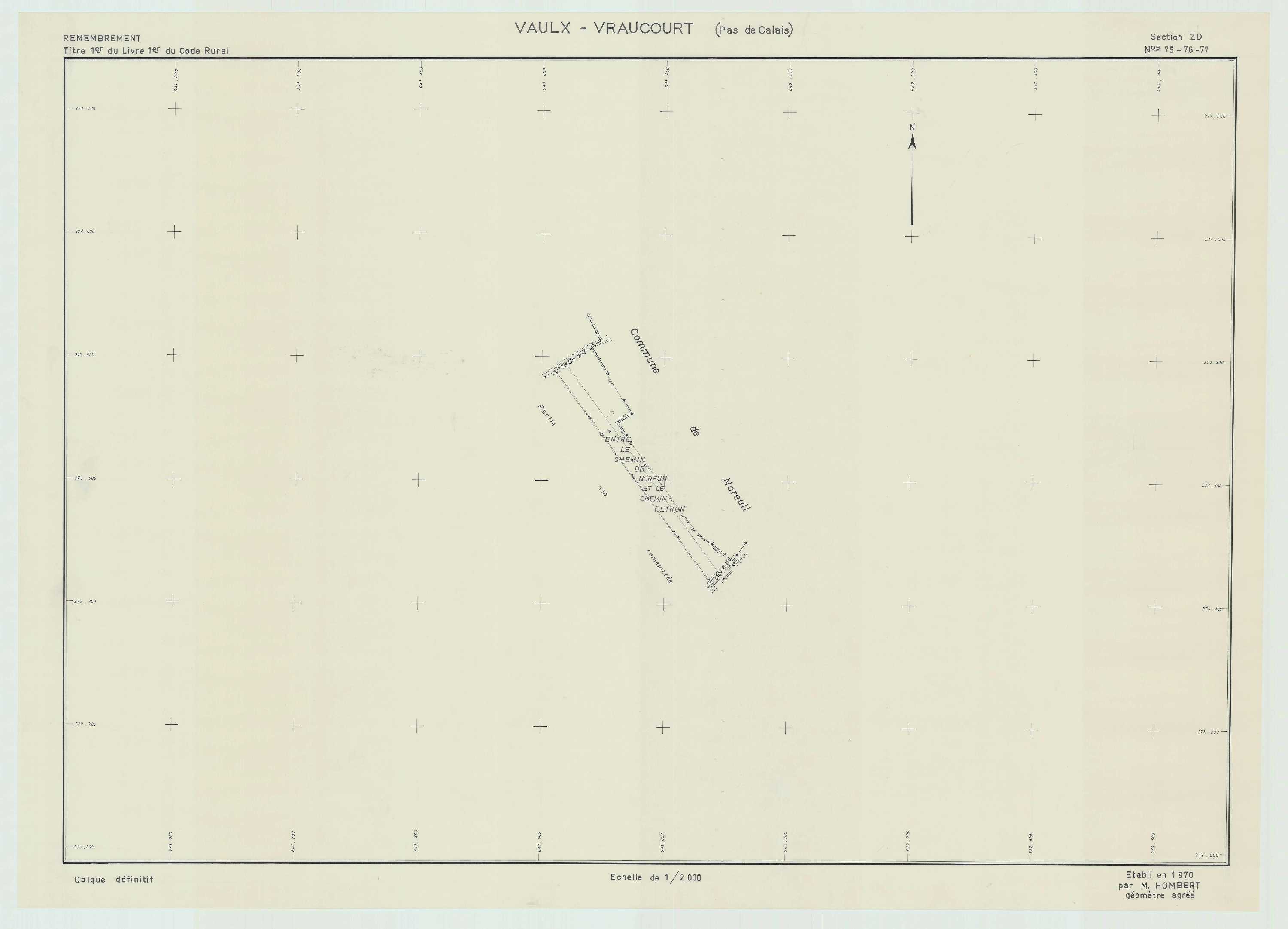 Vaulx-Vraucourt - Plan de remembrement : section ZD.