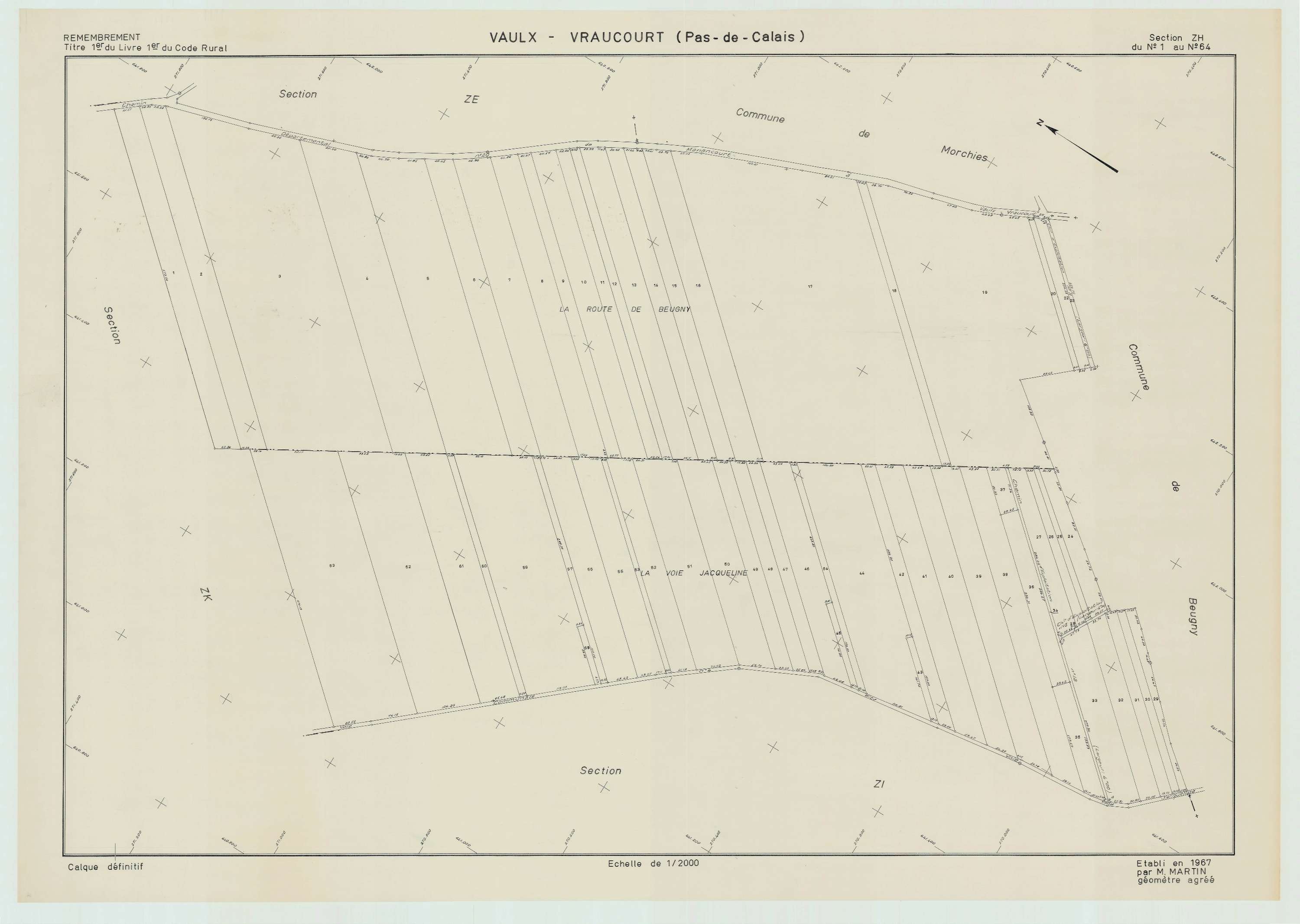 Vaulx-Vraucourt - Plan de remembrement : section ZH.