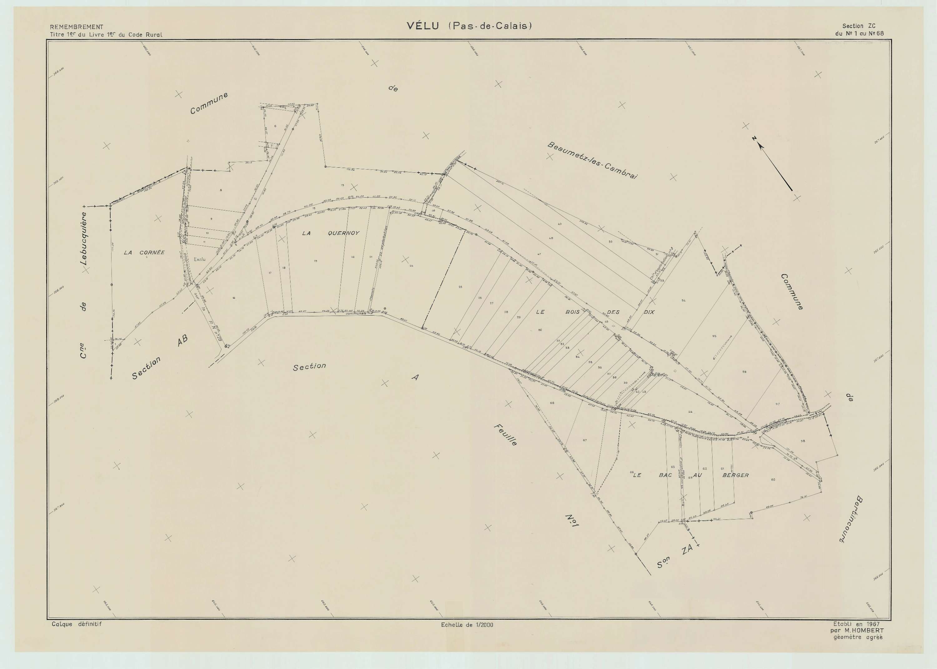 Vélu - Plan de remembrement : section ZC.