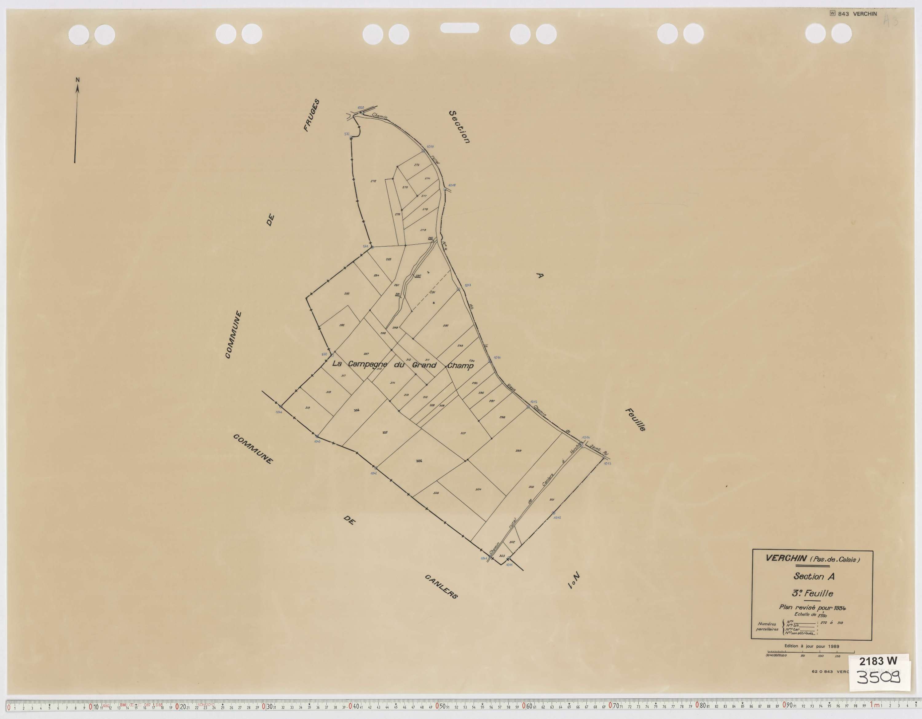 Verchin - Section A, feuille 3.