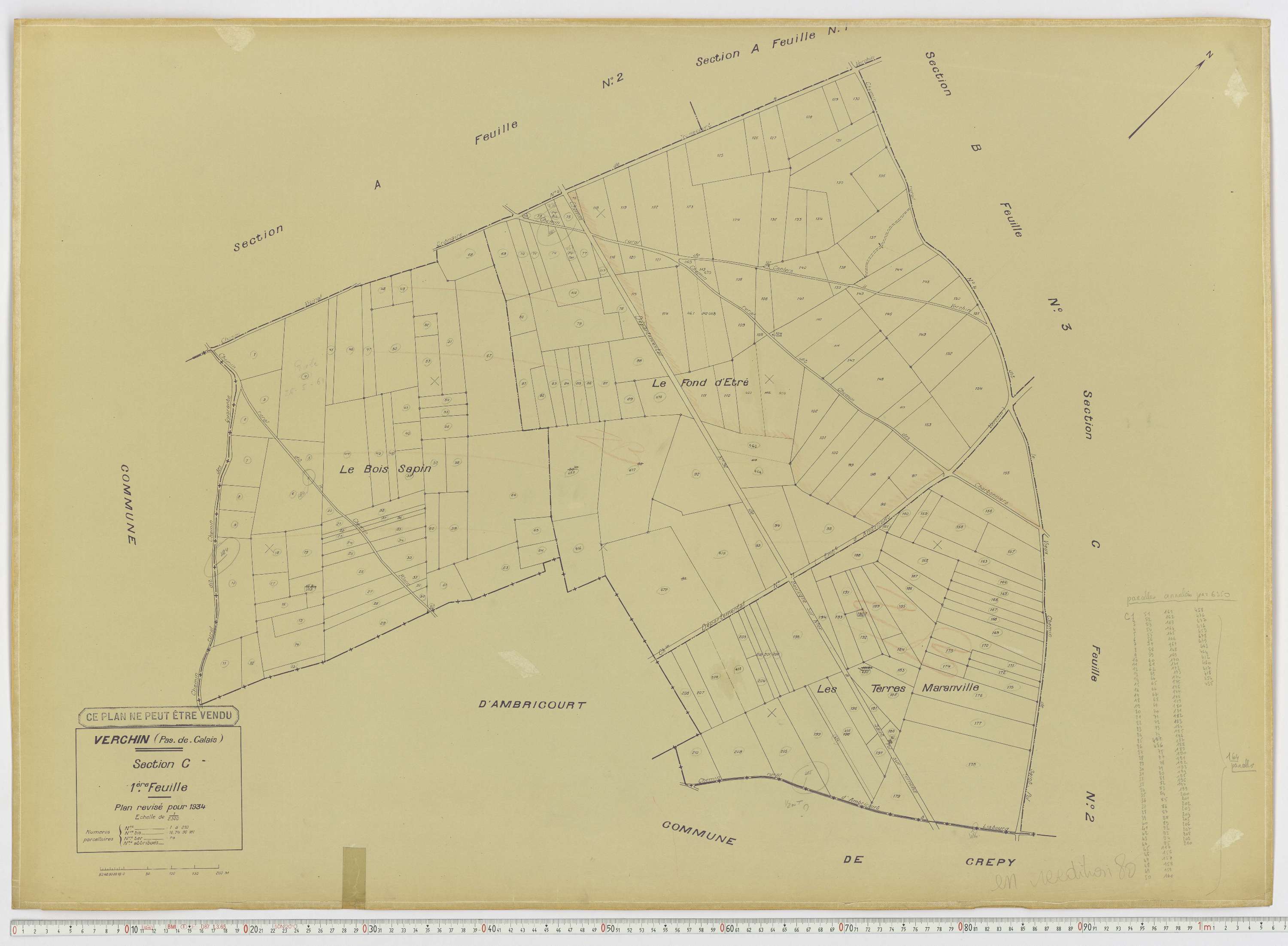 Verchin - Section C, feuille 1.