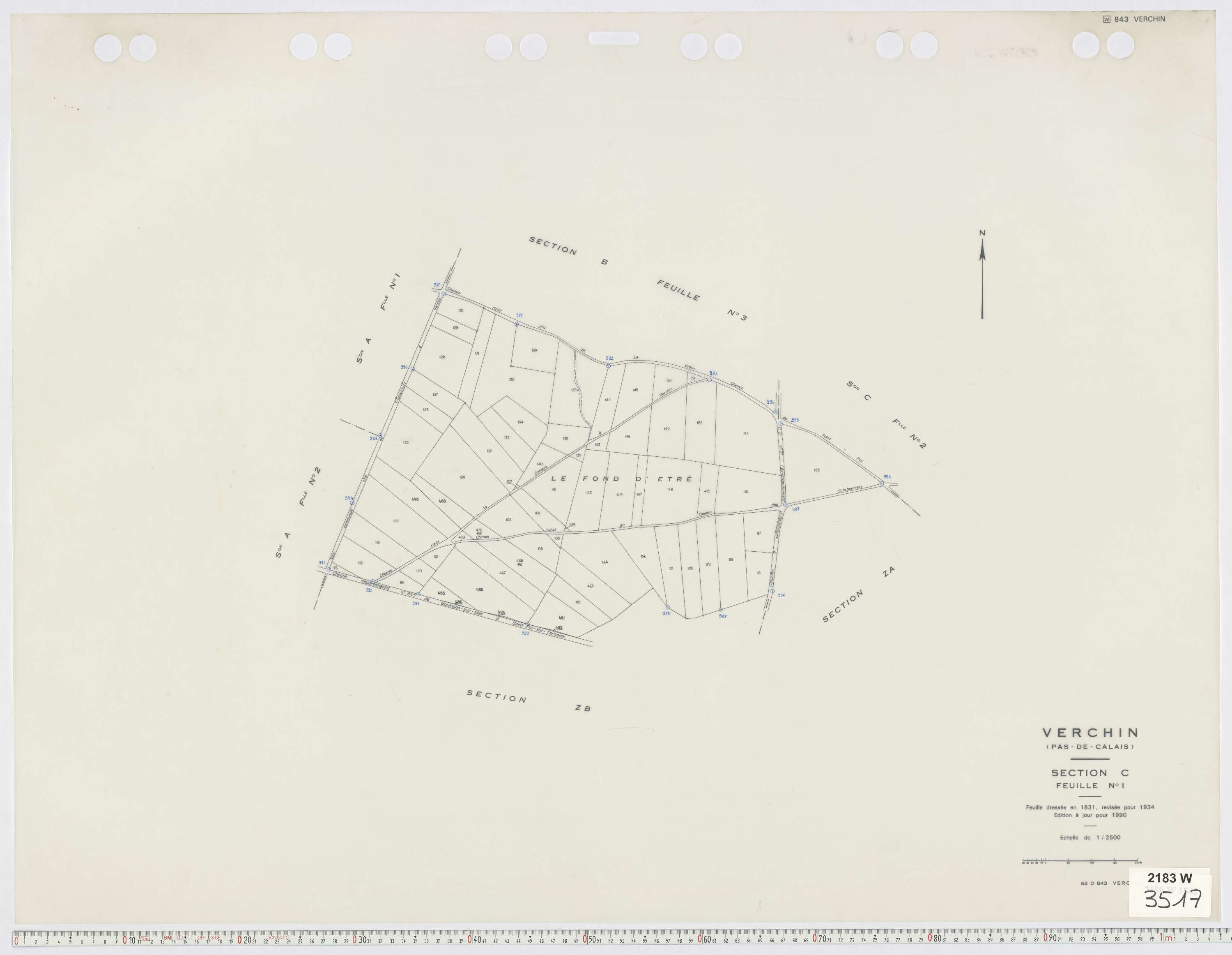 Verchin - Section C, feuille 1.
