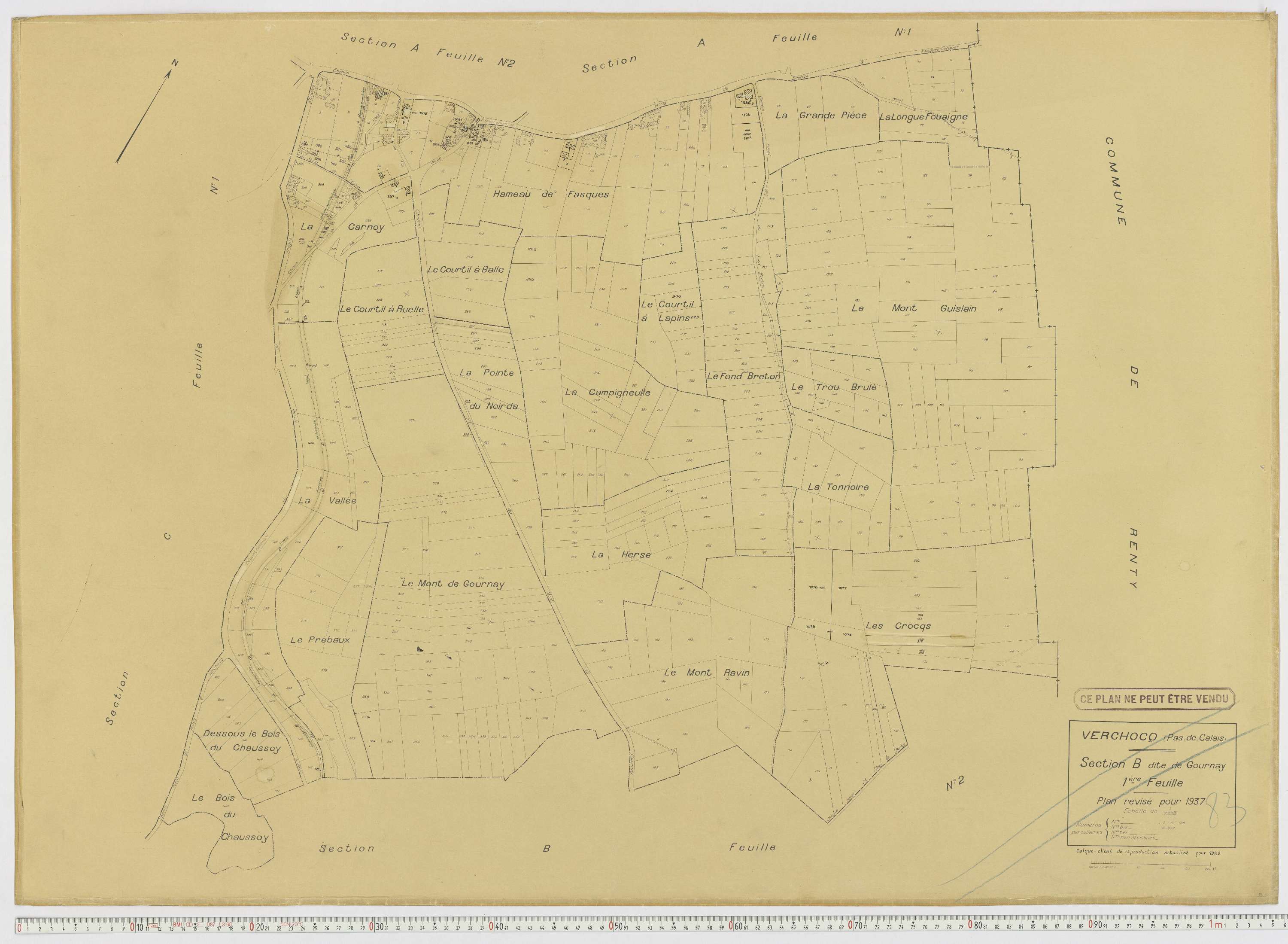 Verchocq - Section B, feuille 1.