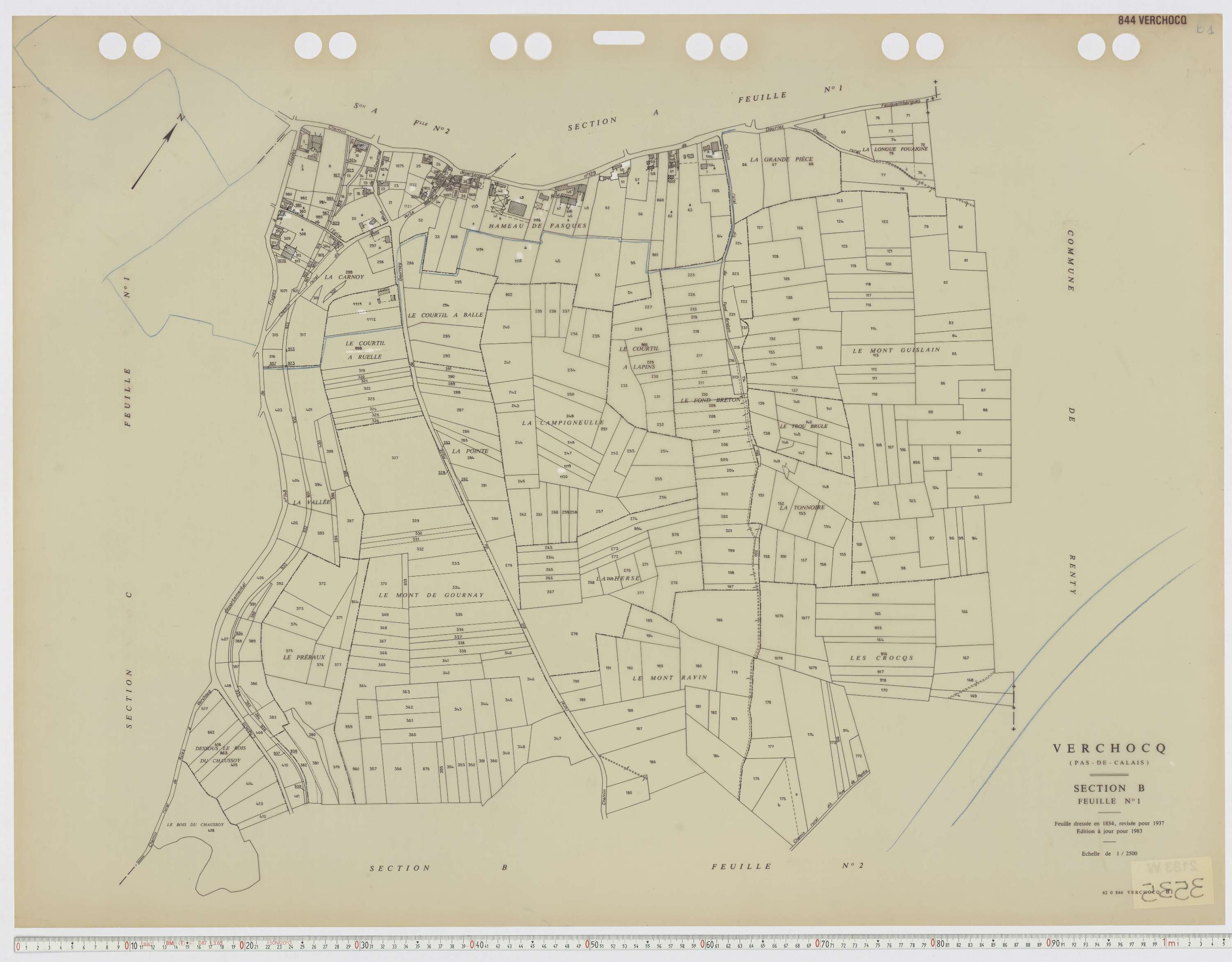Verchocq - Section B, feuille 1.