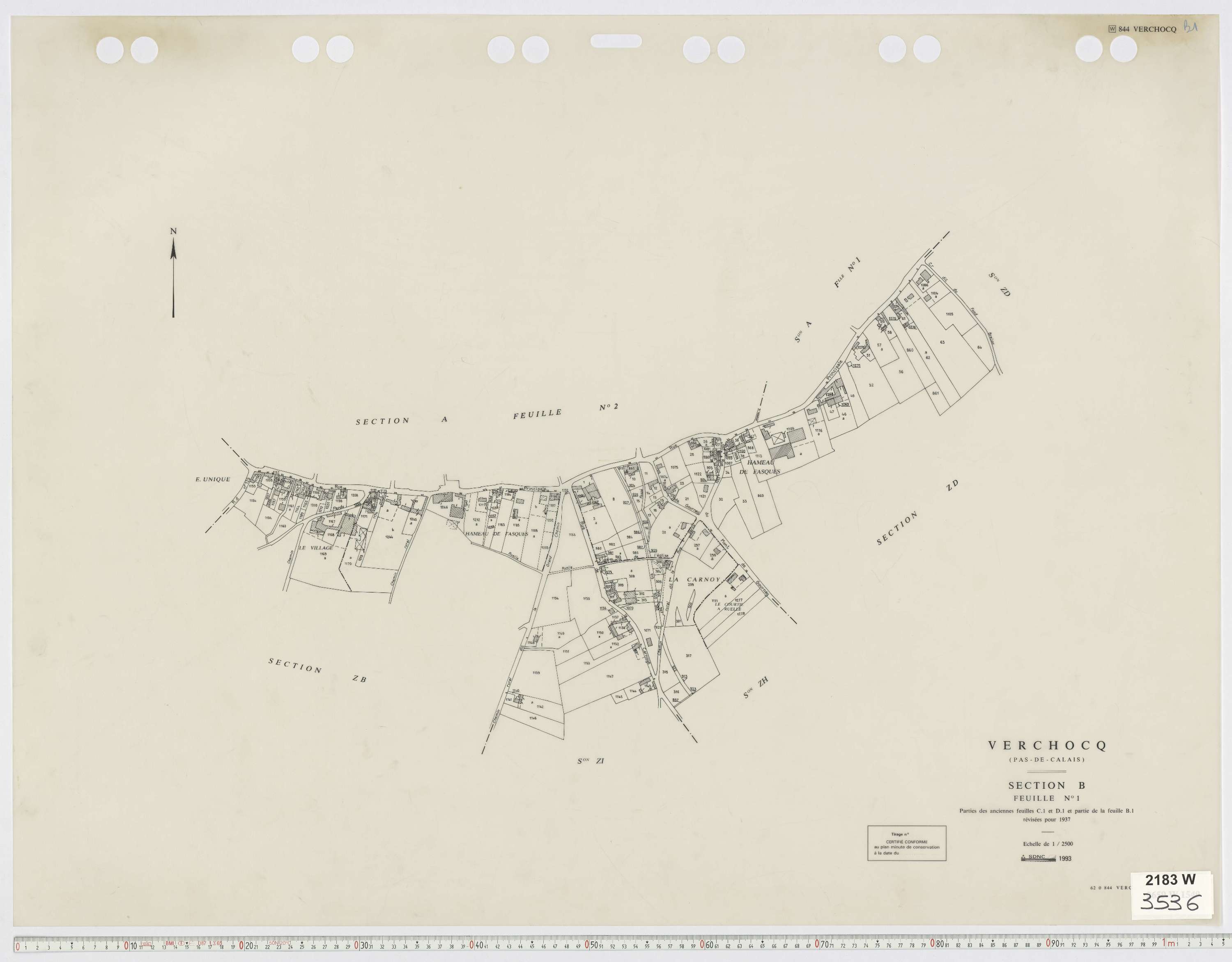 Verchocq - Section B, feuille 1.