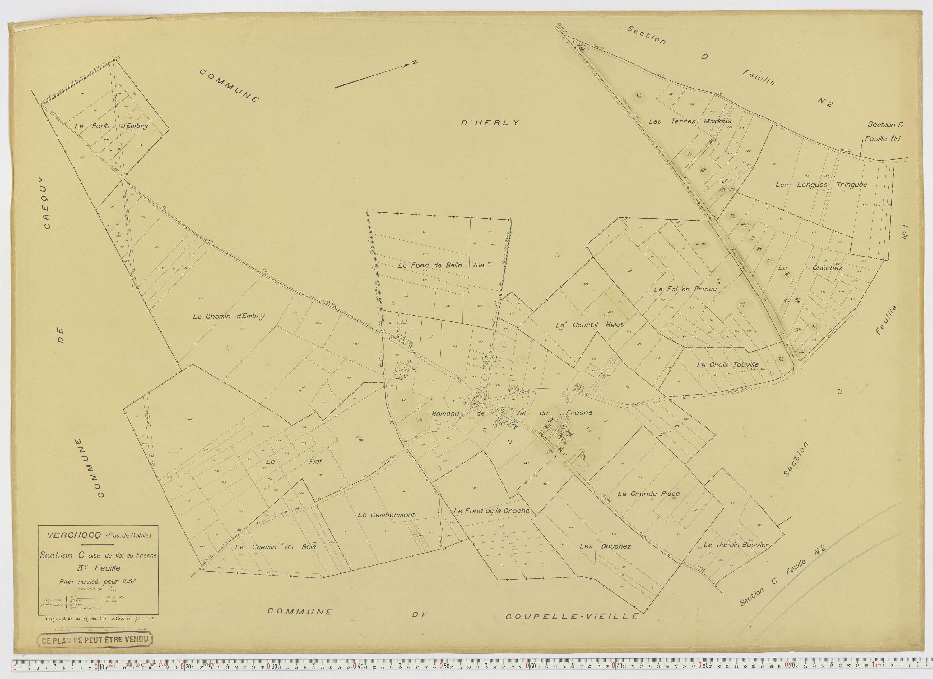 Verchocq - Section C, feuille 3.