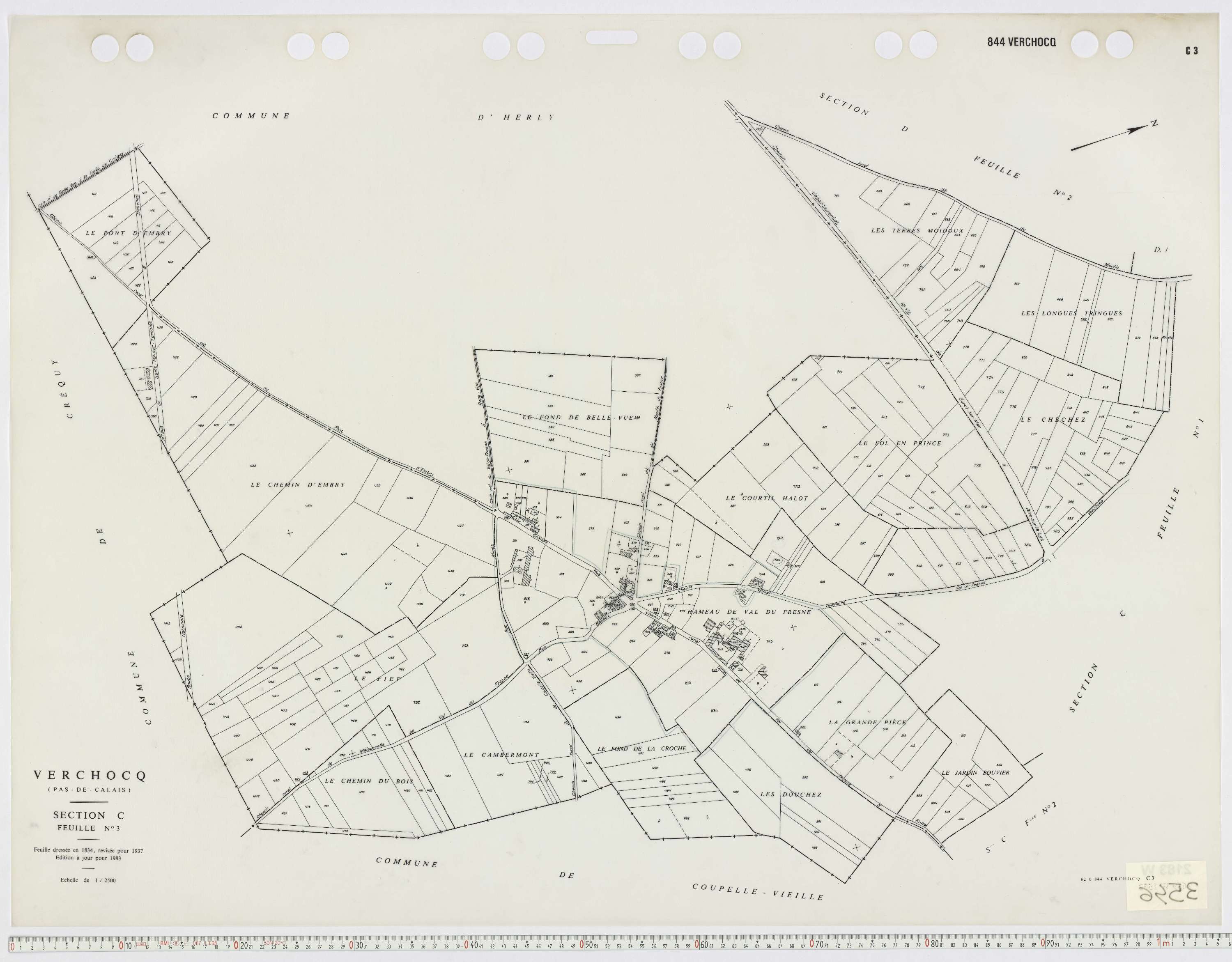 Verchocq - Section C, feuille 3.