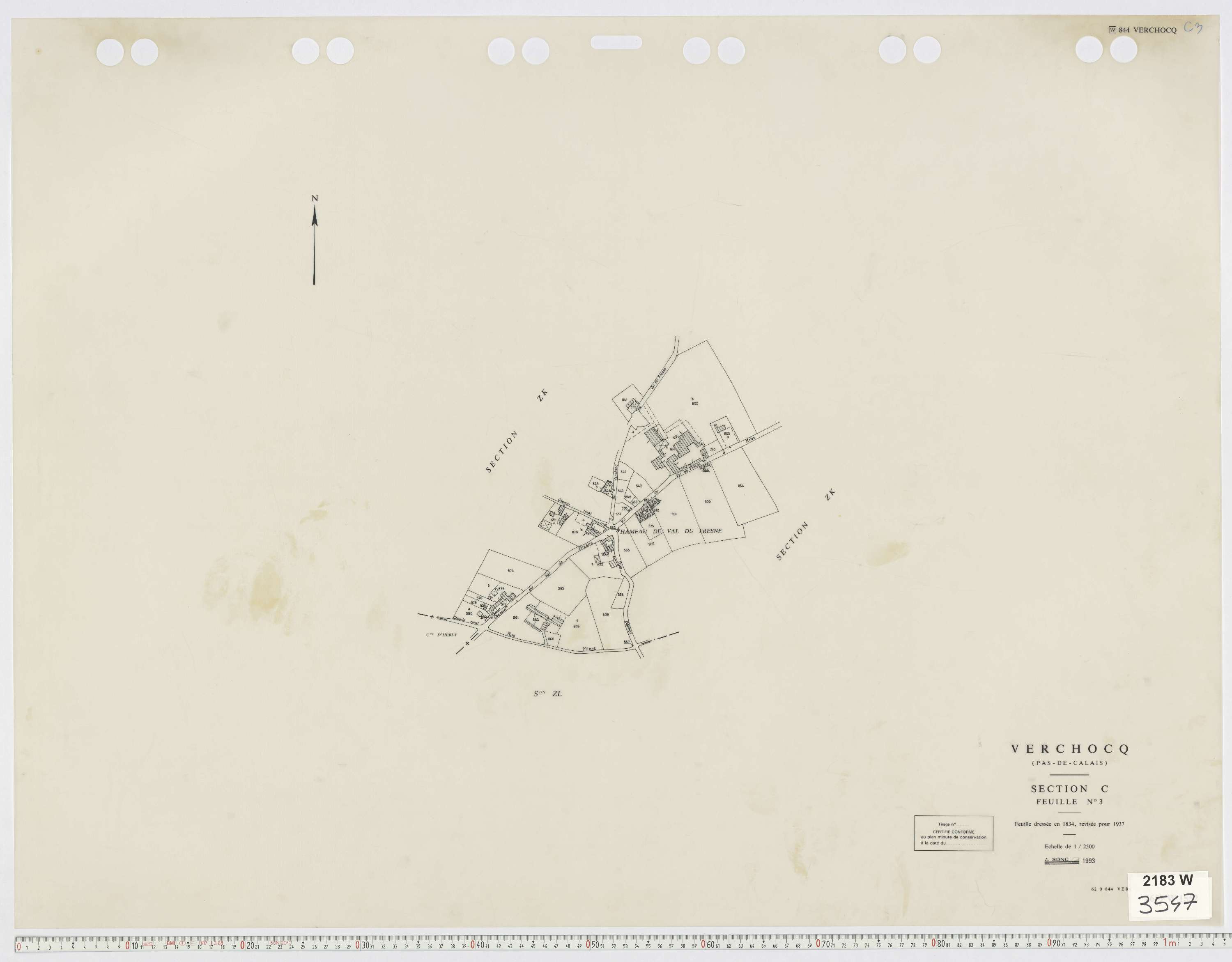 Verchocq - Section C, feuille 3.