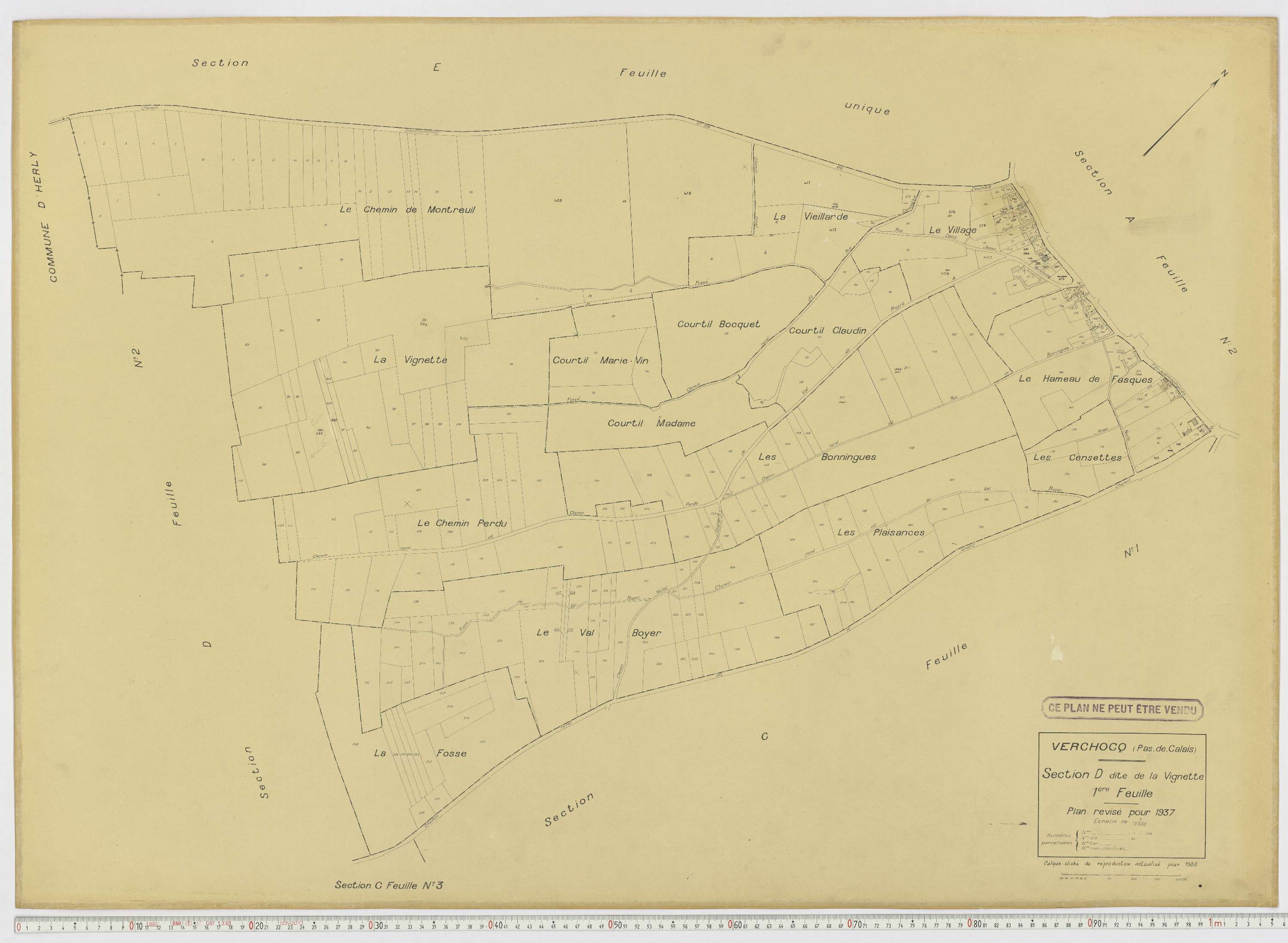 Verchocq - Section D, feuille 1.