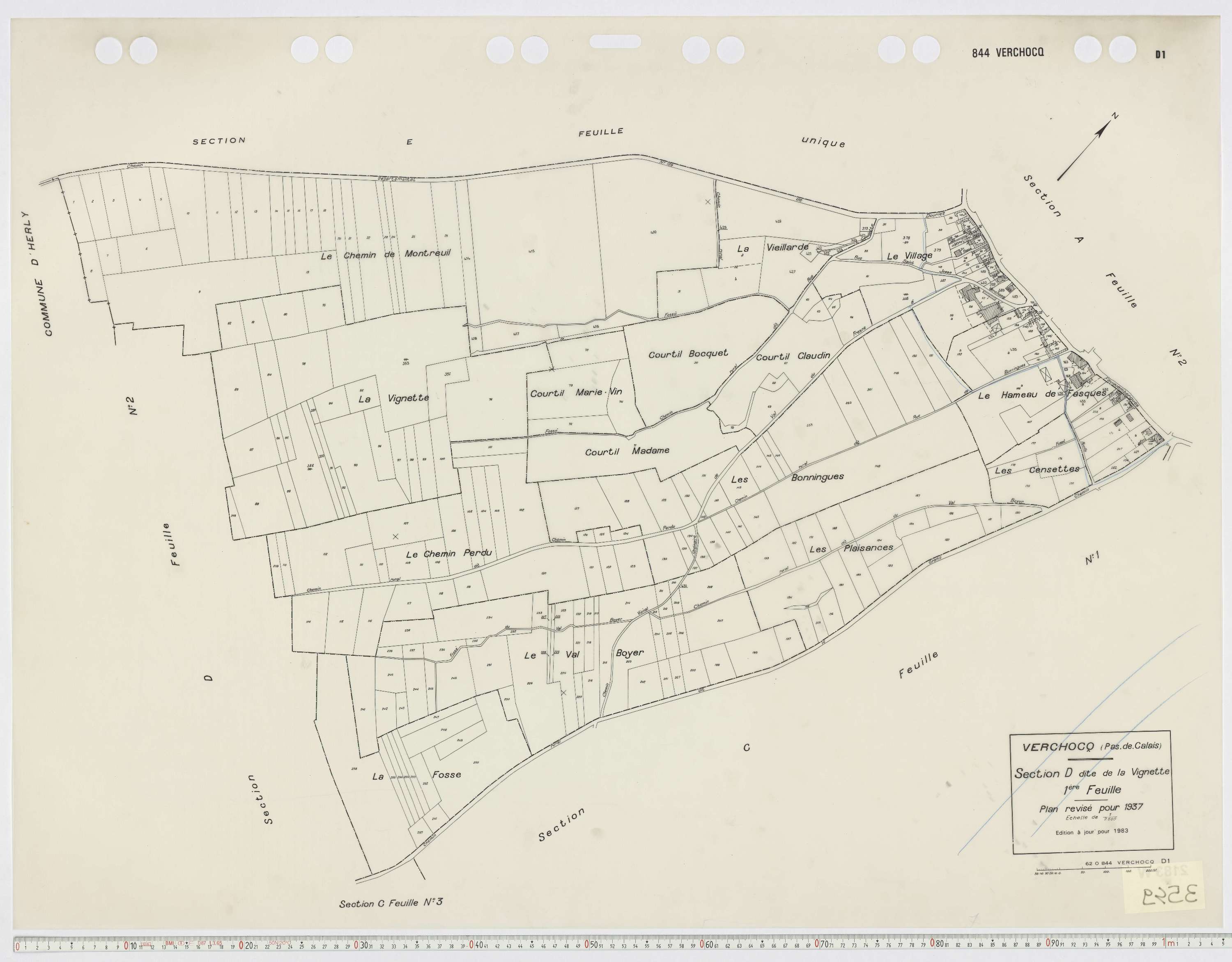 Verchocq - Section D, feuille 1.