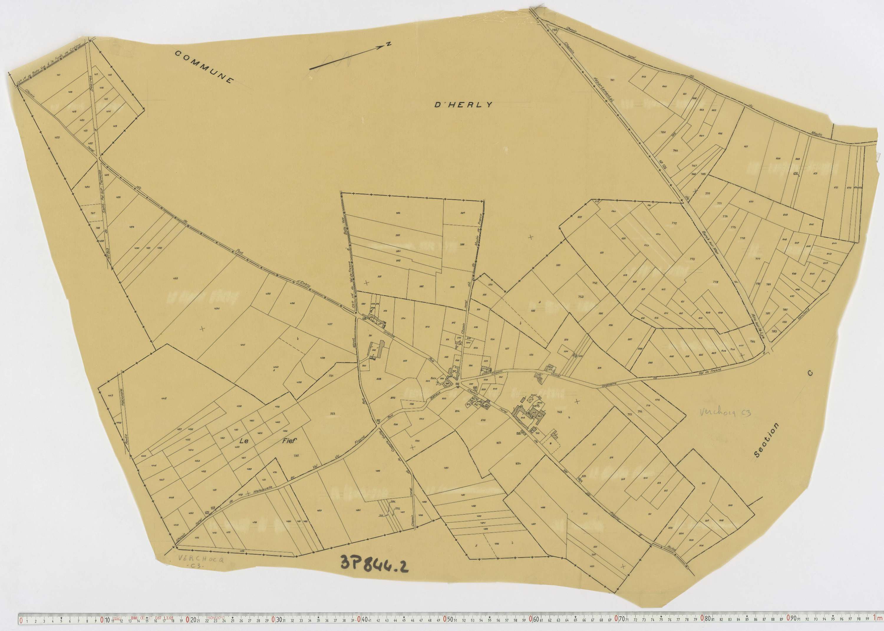 Verchocq - Section C, feuille 3.