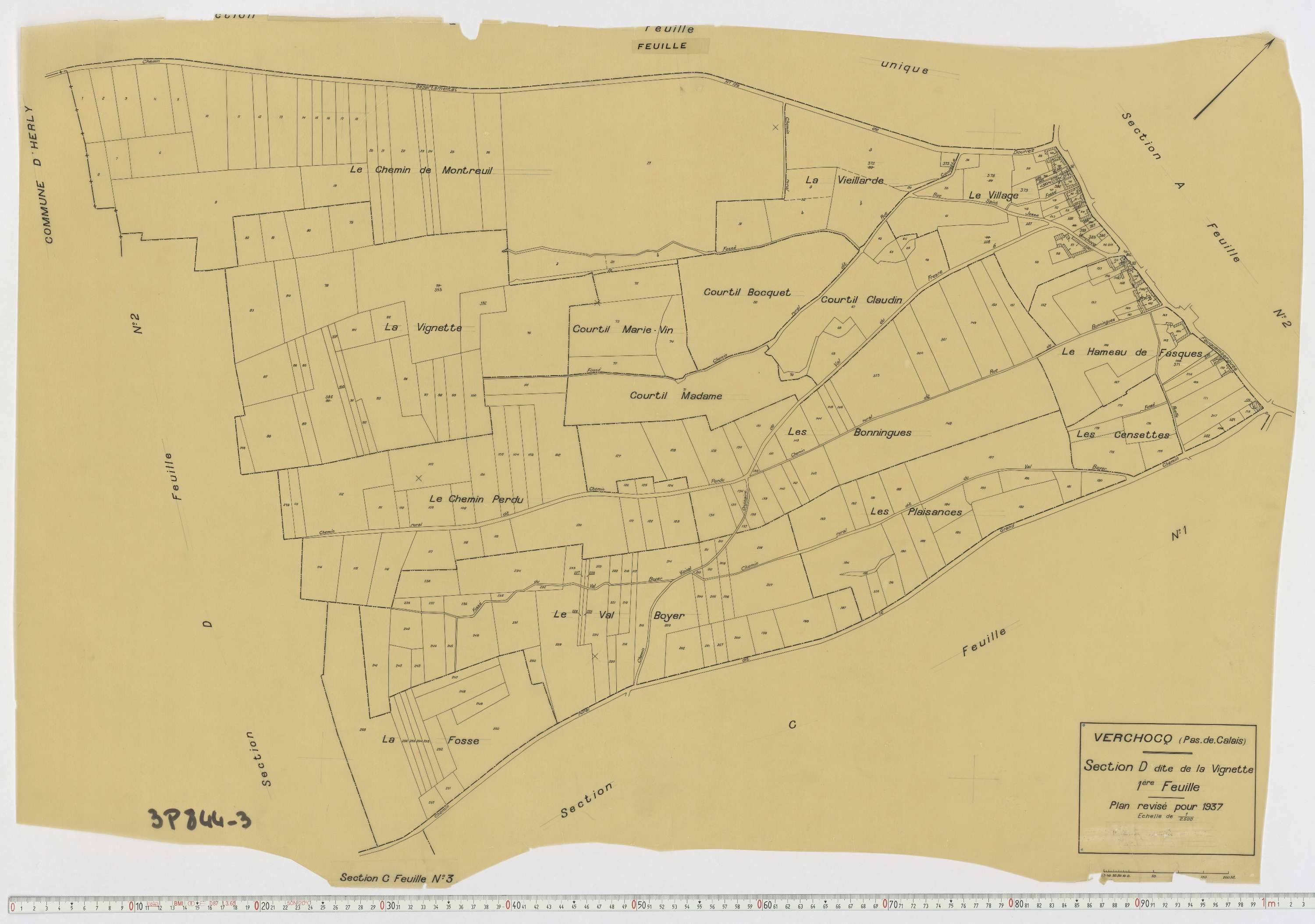 Verchocq - Section D, feuille 1.