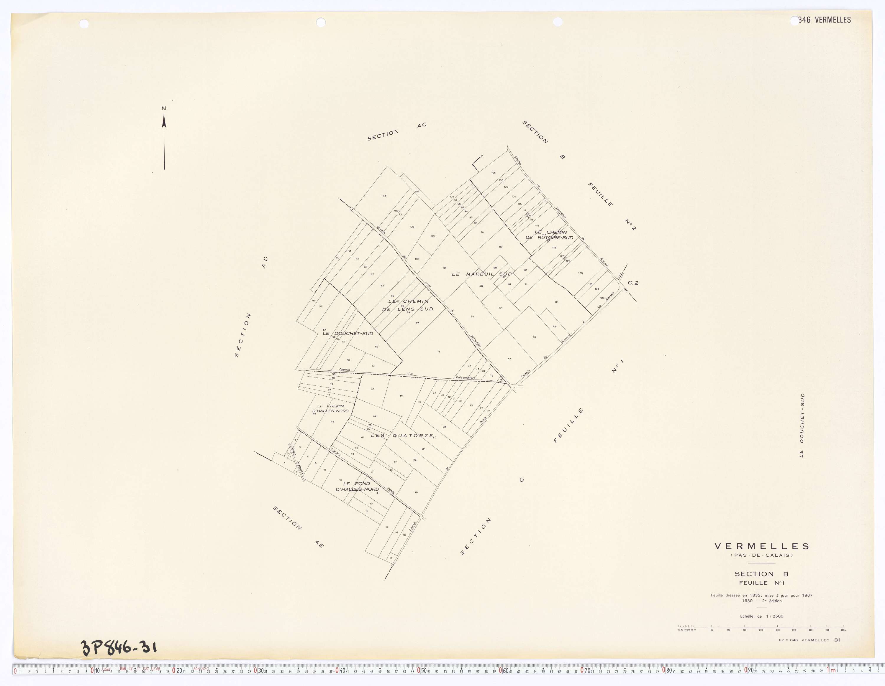 Vermelles - Section B, feuille 1.