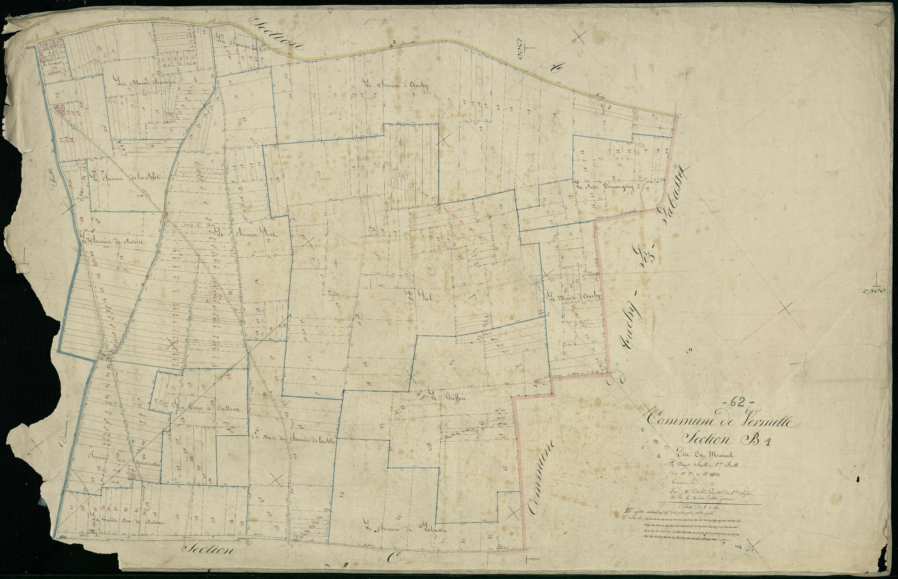 Vermelles - Section B, 1re feuille